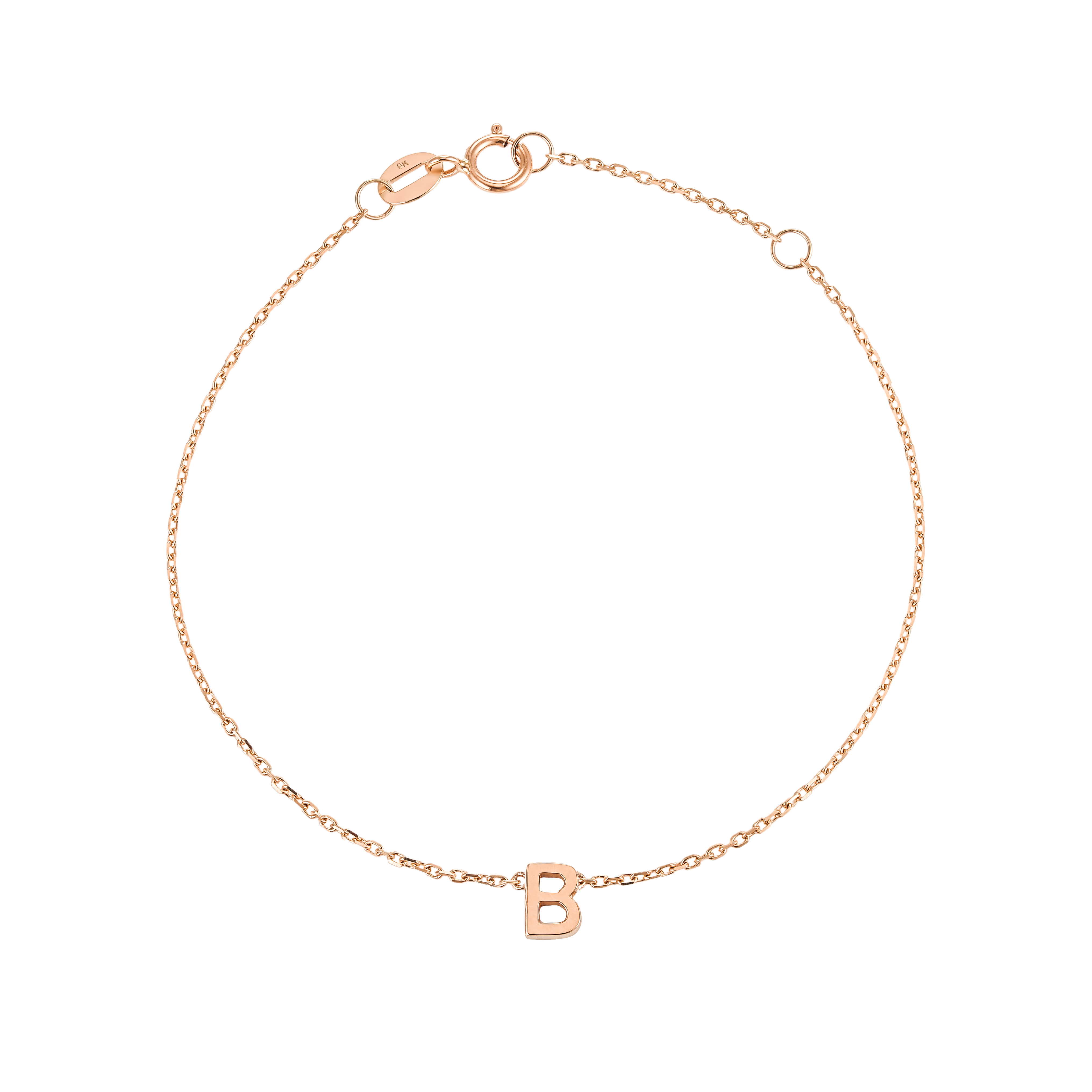 9K Solid Rose Gold Petite Initial Bracelet