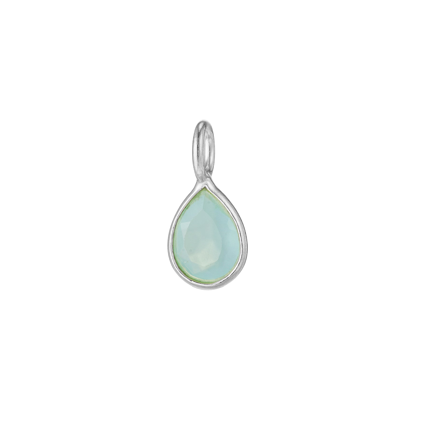 Silver Blue Chalcedony Teardrop Pendant