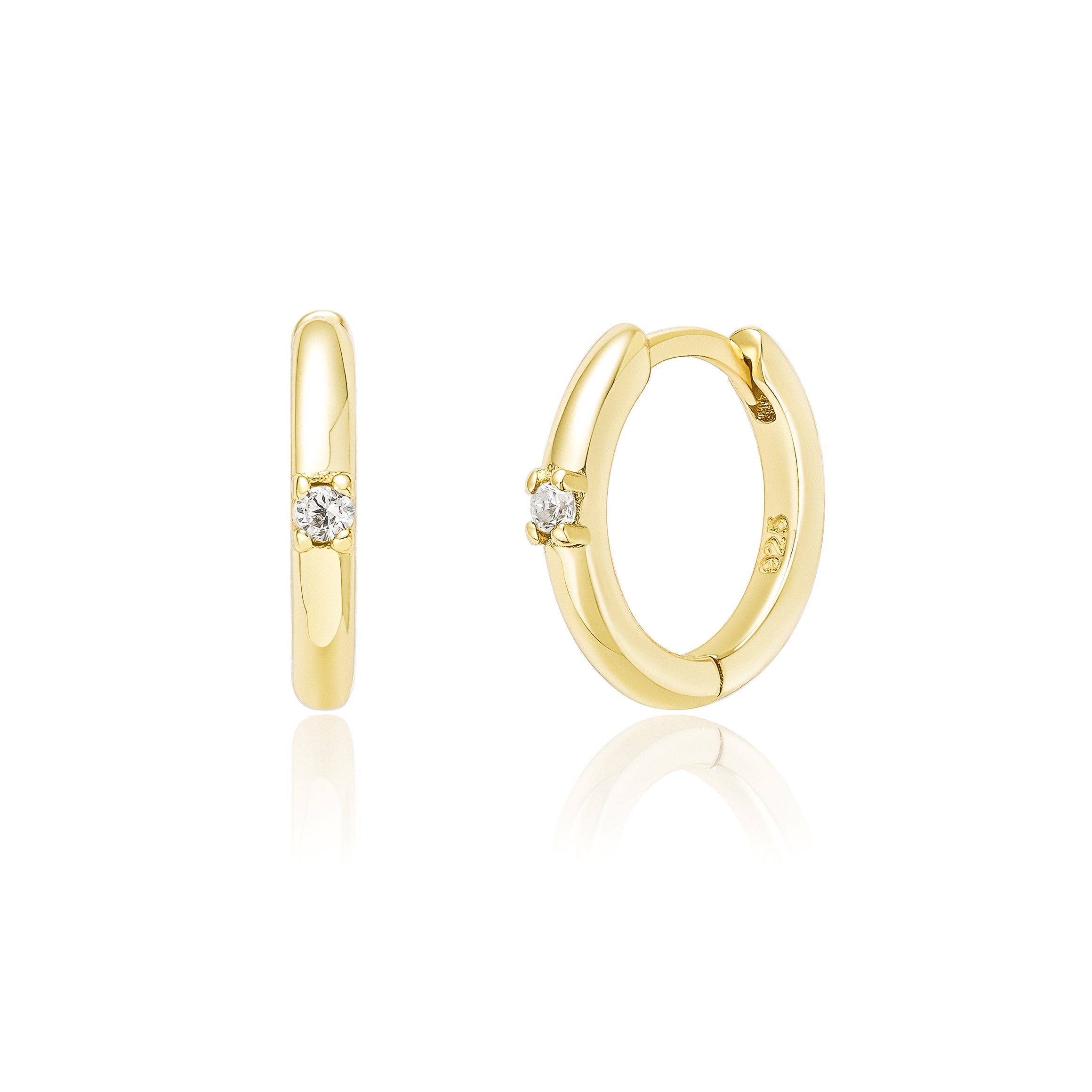 April Birthstone Hoop Earrings - 14K Gold (Light Gold)