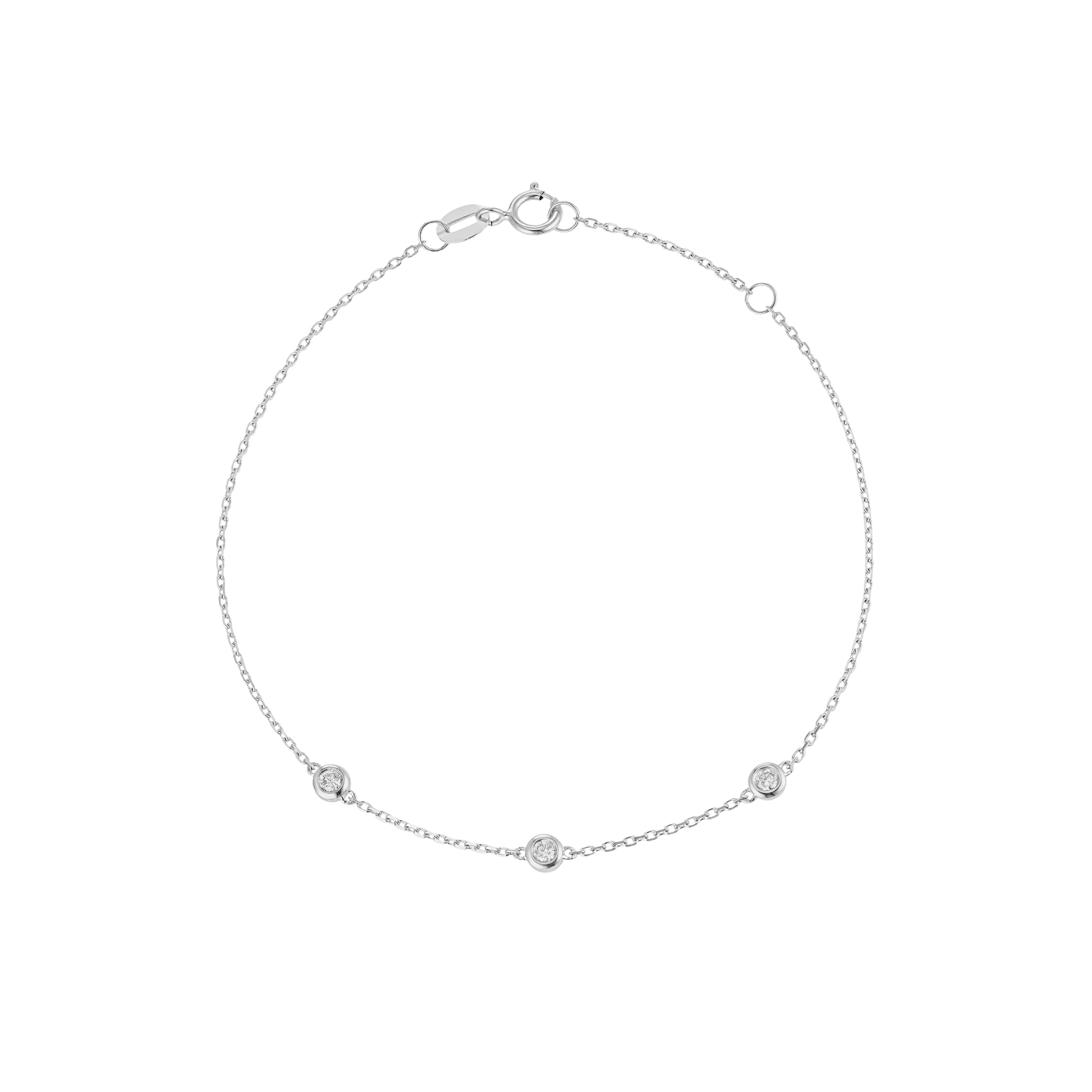 9K Solid White Gold Petite Diamond Bracelet