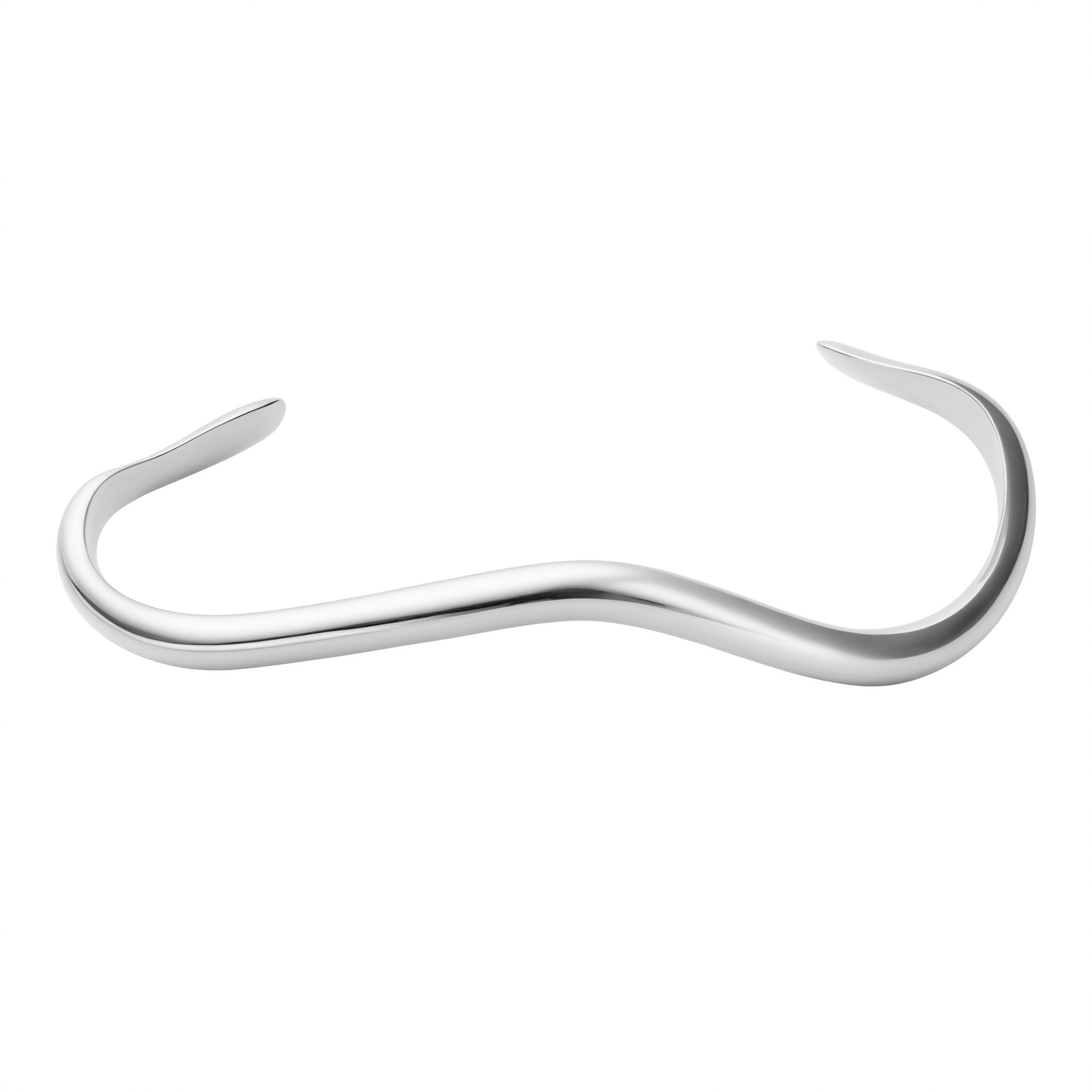 Silver Fine Wavy Cuff Bangle