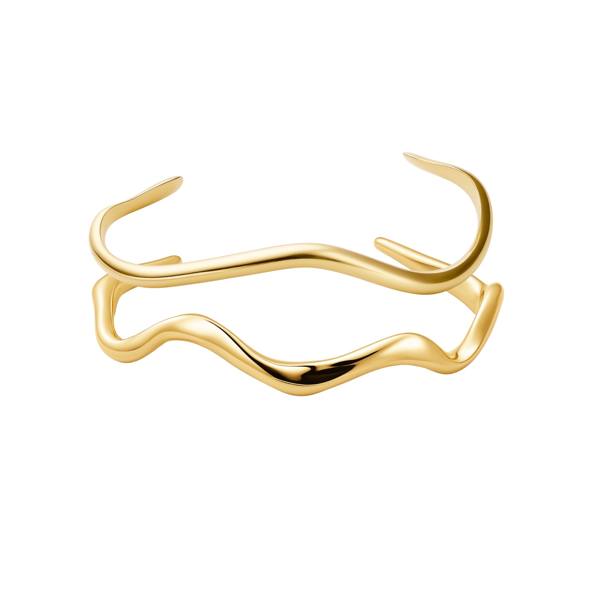 Gold Wavy Bangle | Waterproof