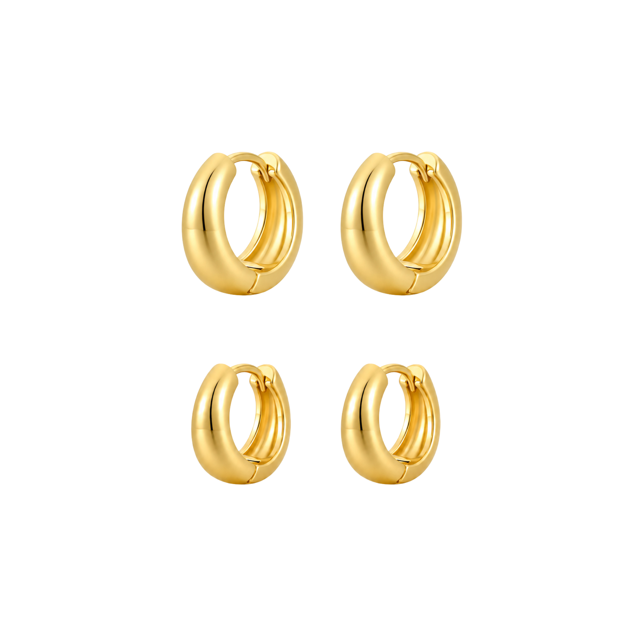 Gold Minimalist Tapered Hoop Bundle | Waterproof
