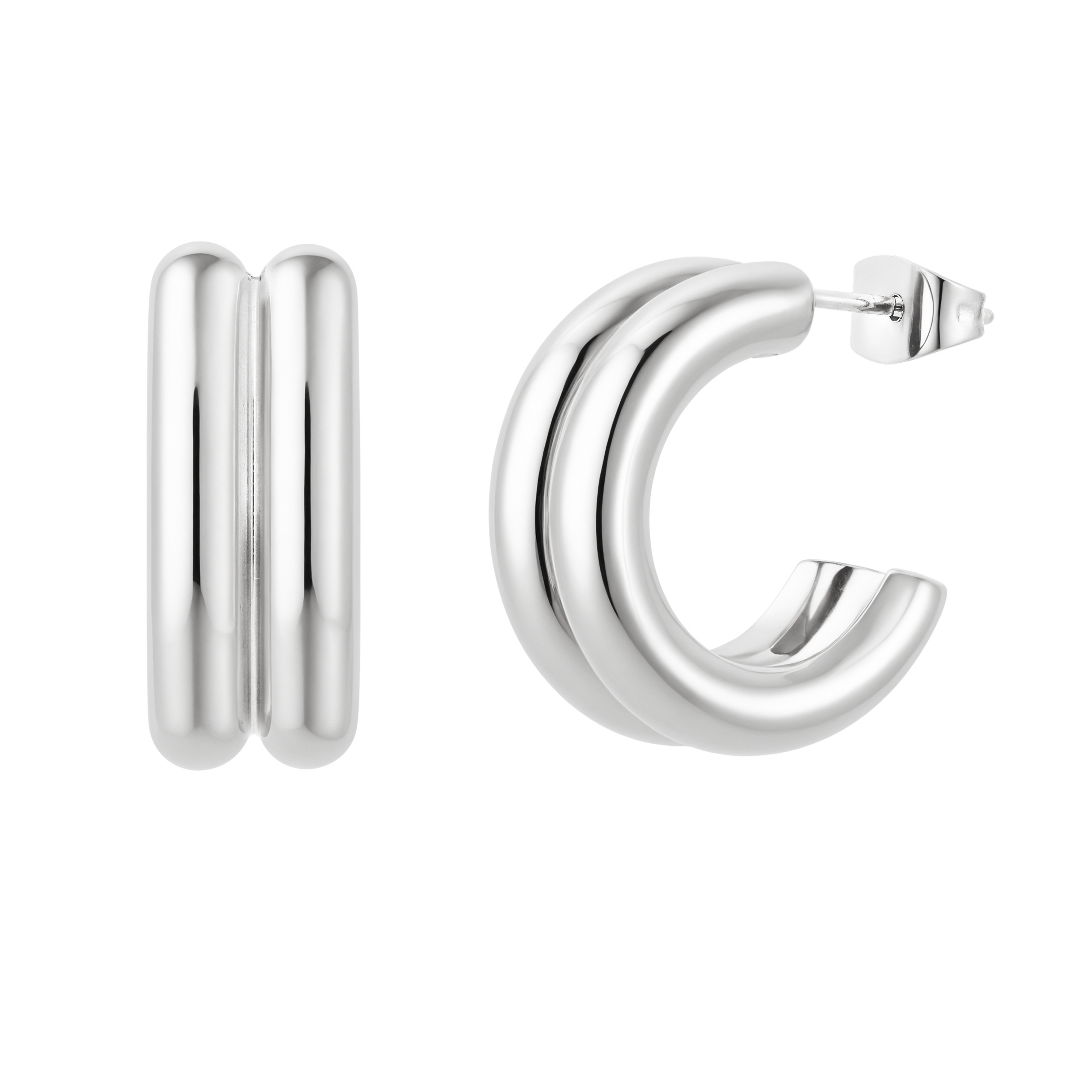 Silver Double Tube Hoops
