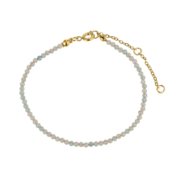 Gold Aquamarine Faceted Beaded Bracelet