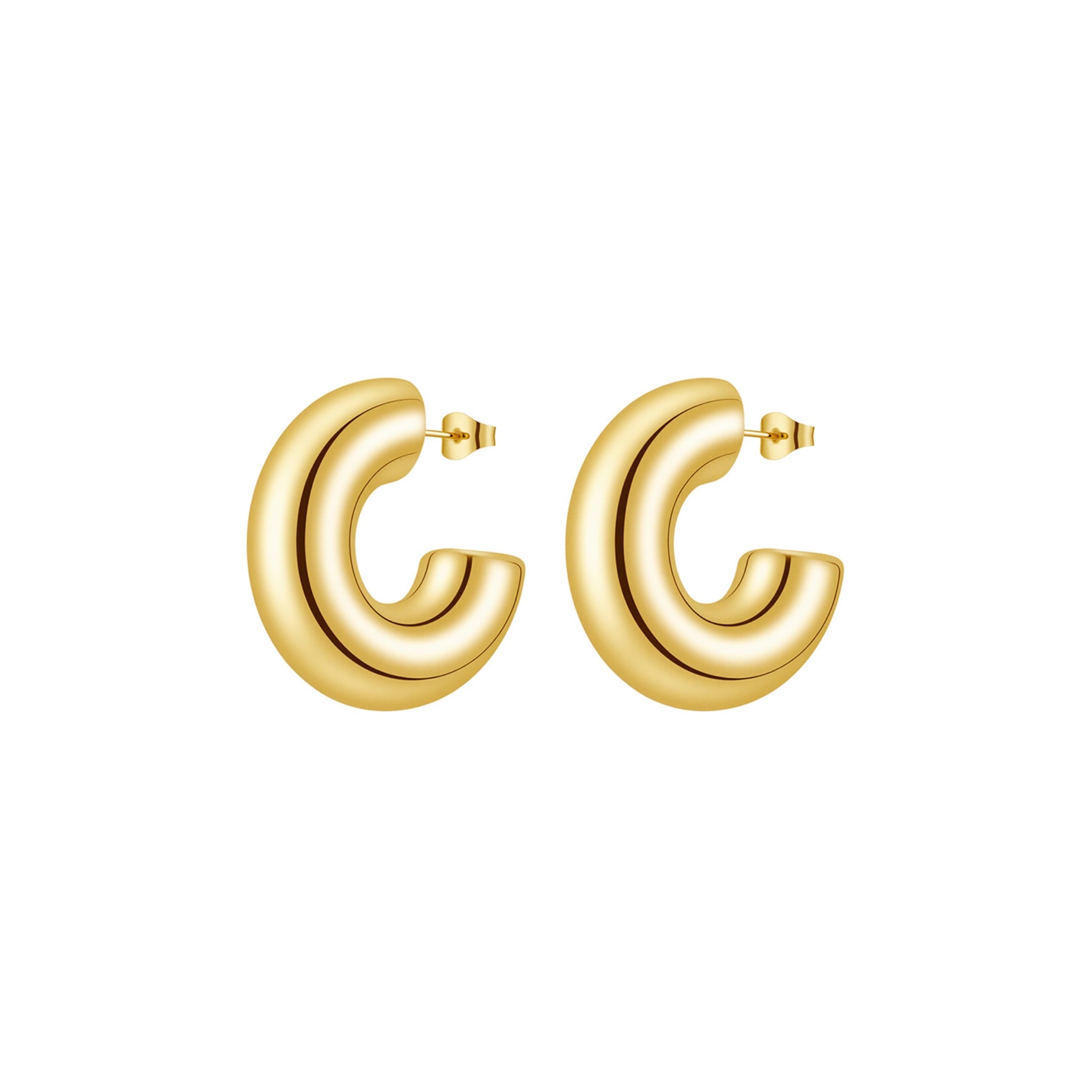 Gold Statement Chunky C-Shaped Hoops