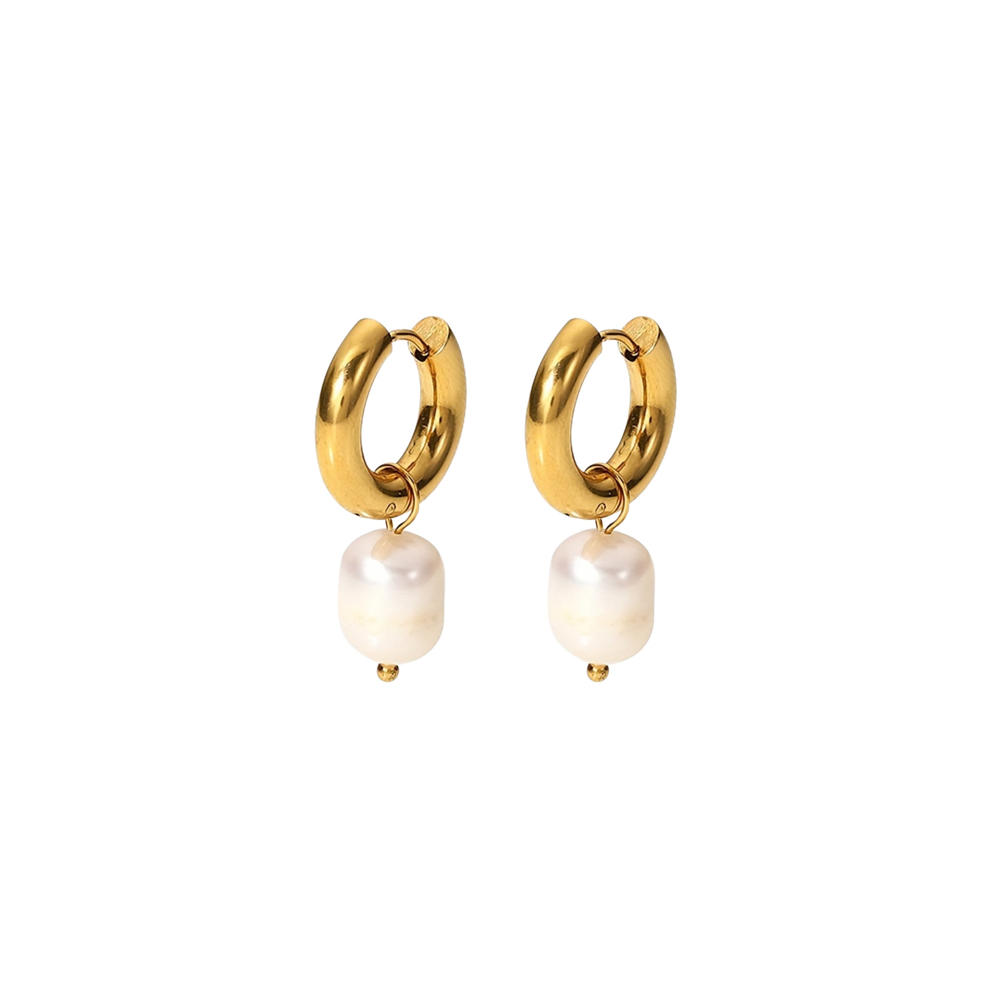 Gold Baroque Freshwater Pearl Hoops