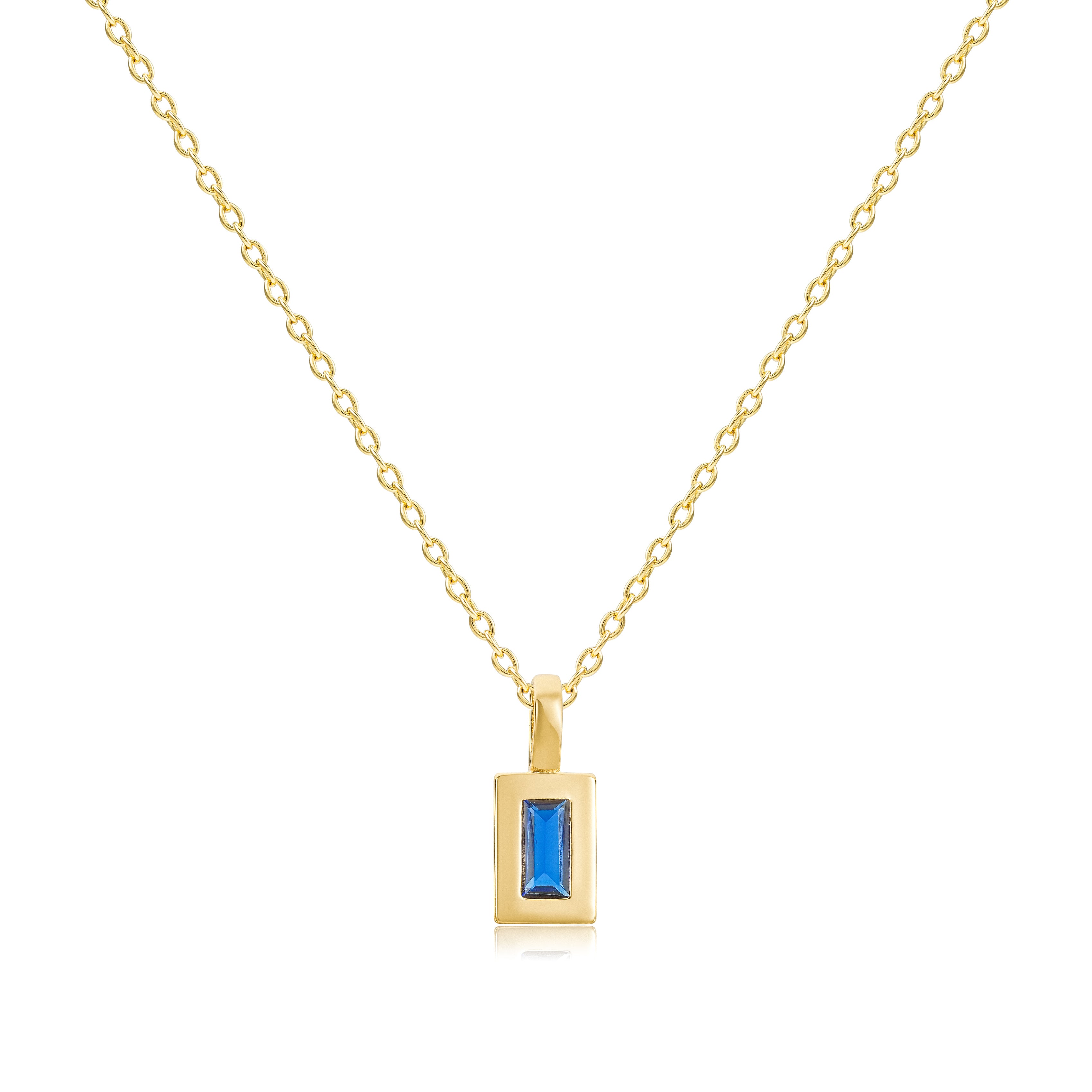 Gold Sapphire Bezel Necklace