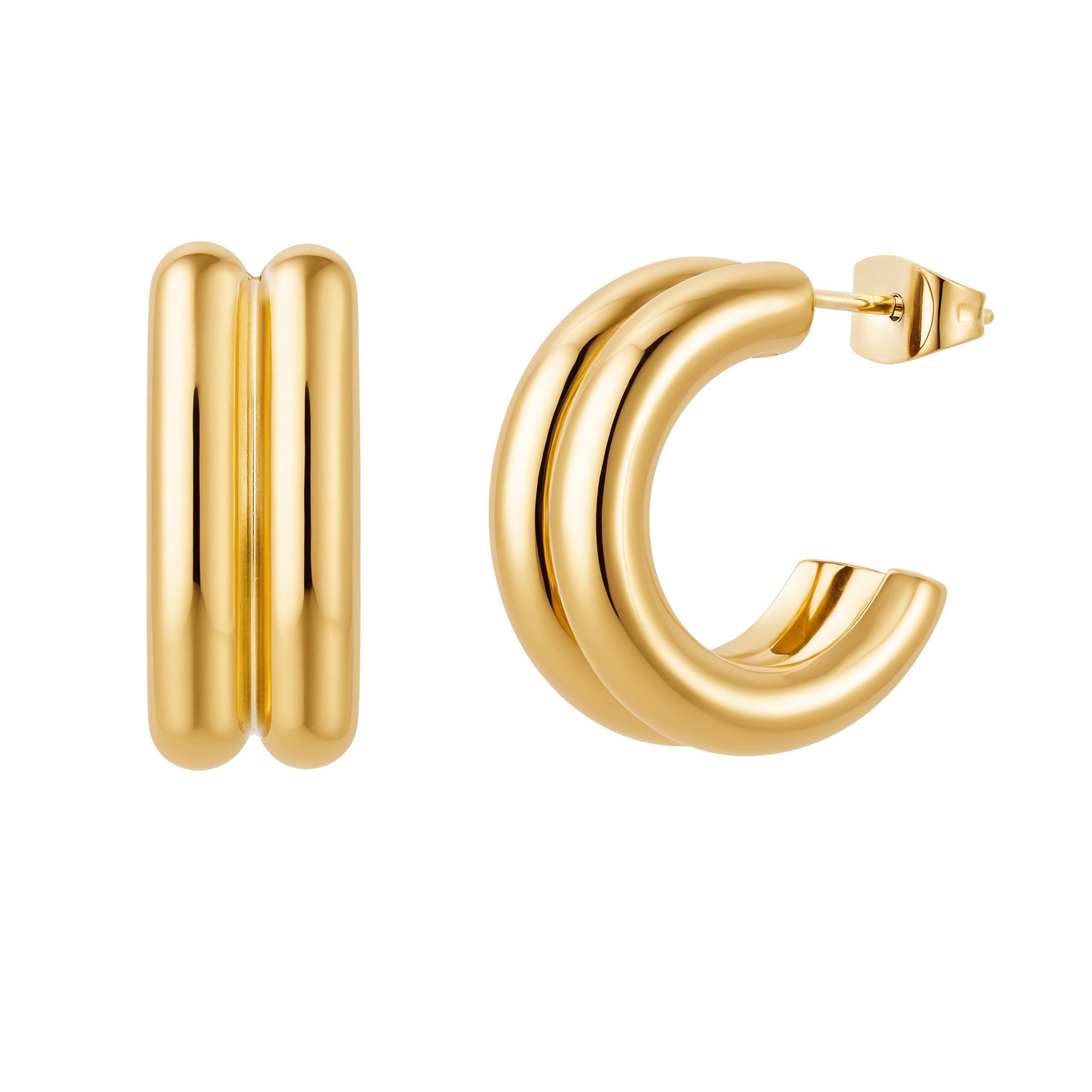Gold Double Tube Hoops