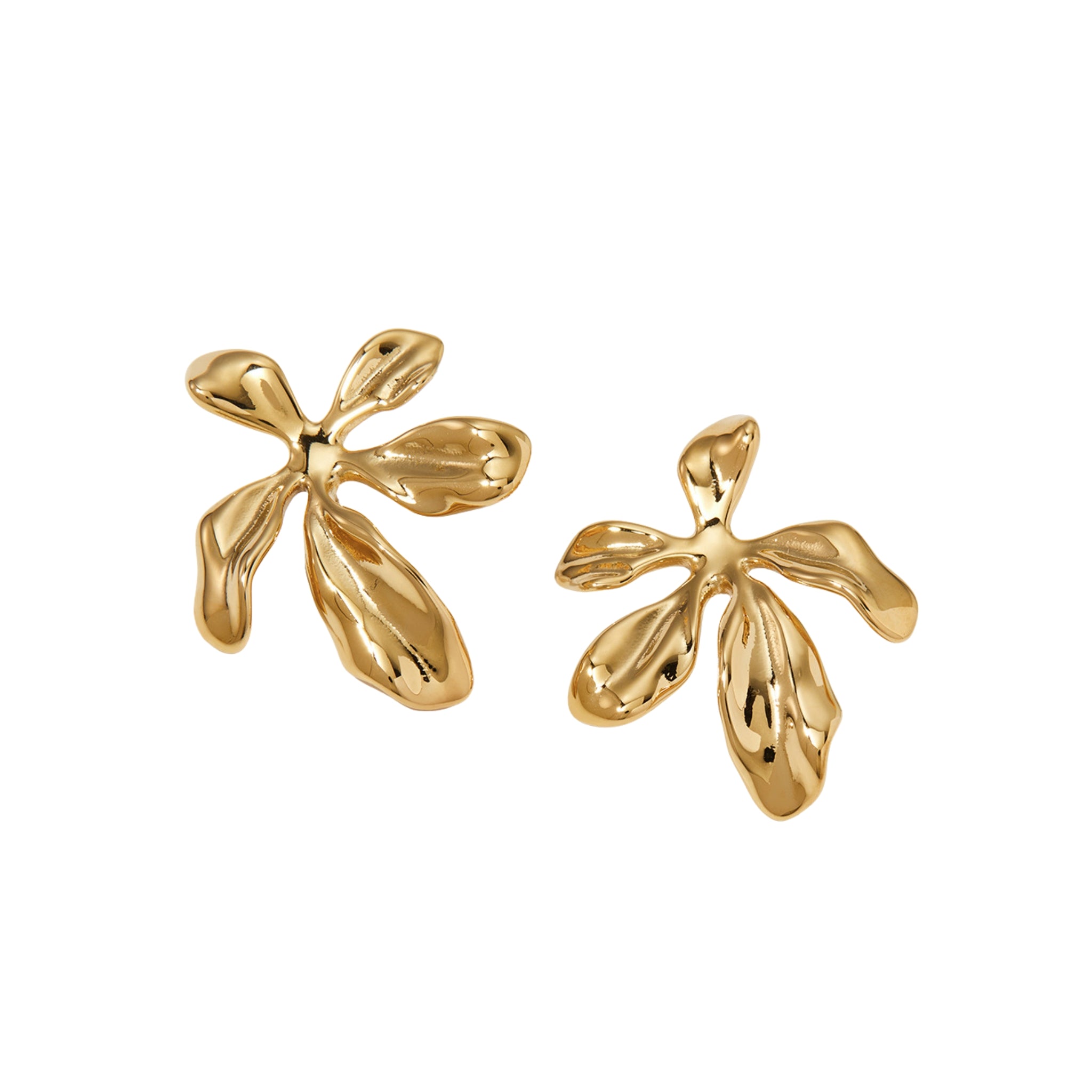 Gold Irregular Flower Earrings