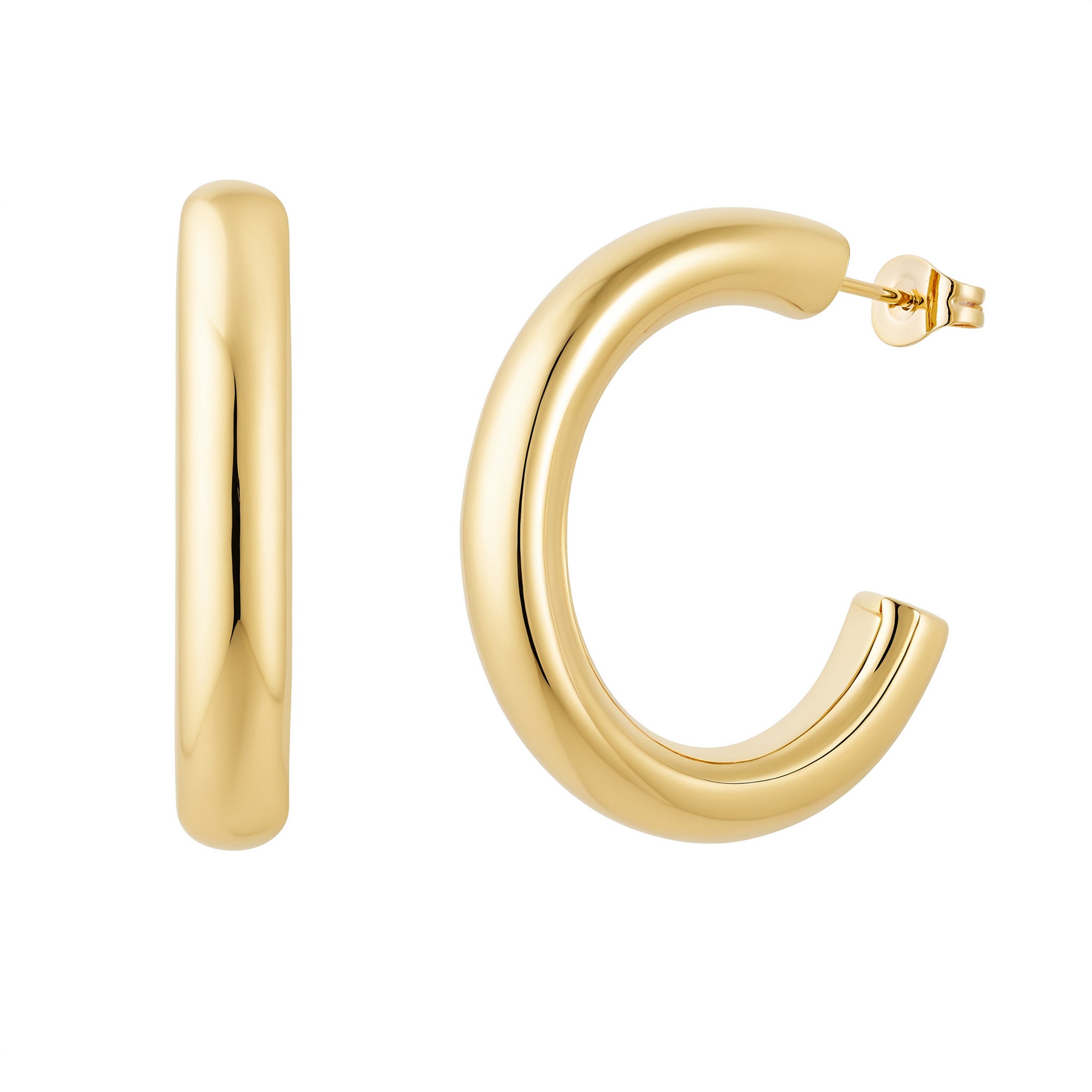 Gold Large Chunky Tube Hoops