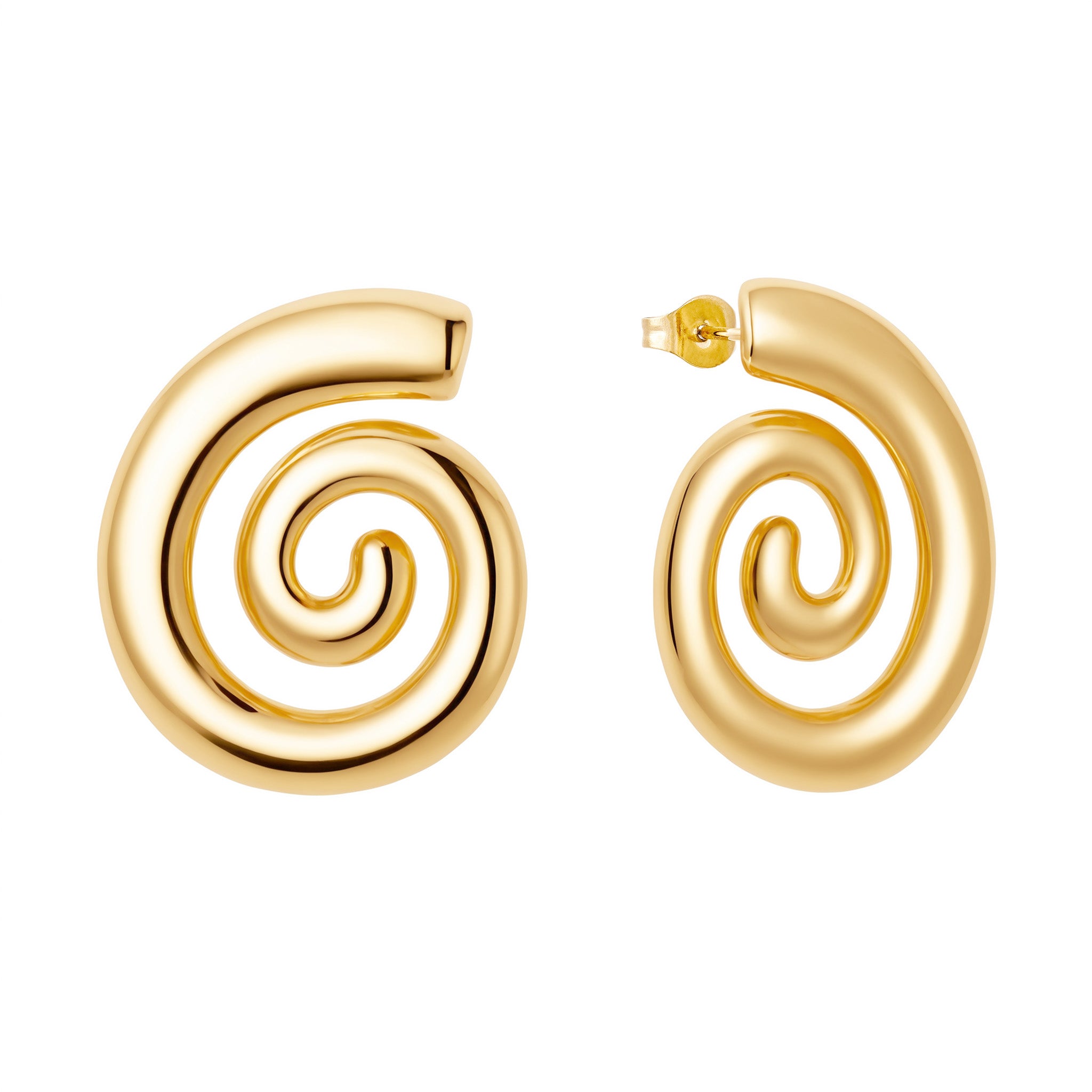 Gold Large Swirl Statement Earrings