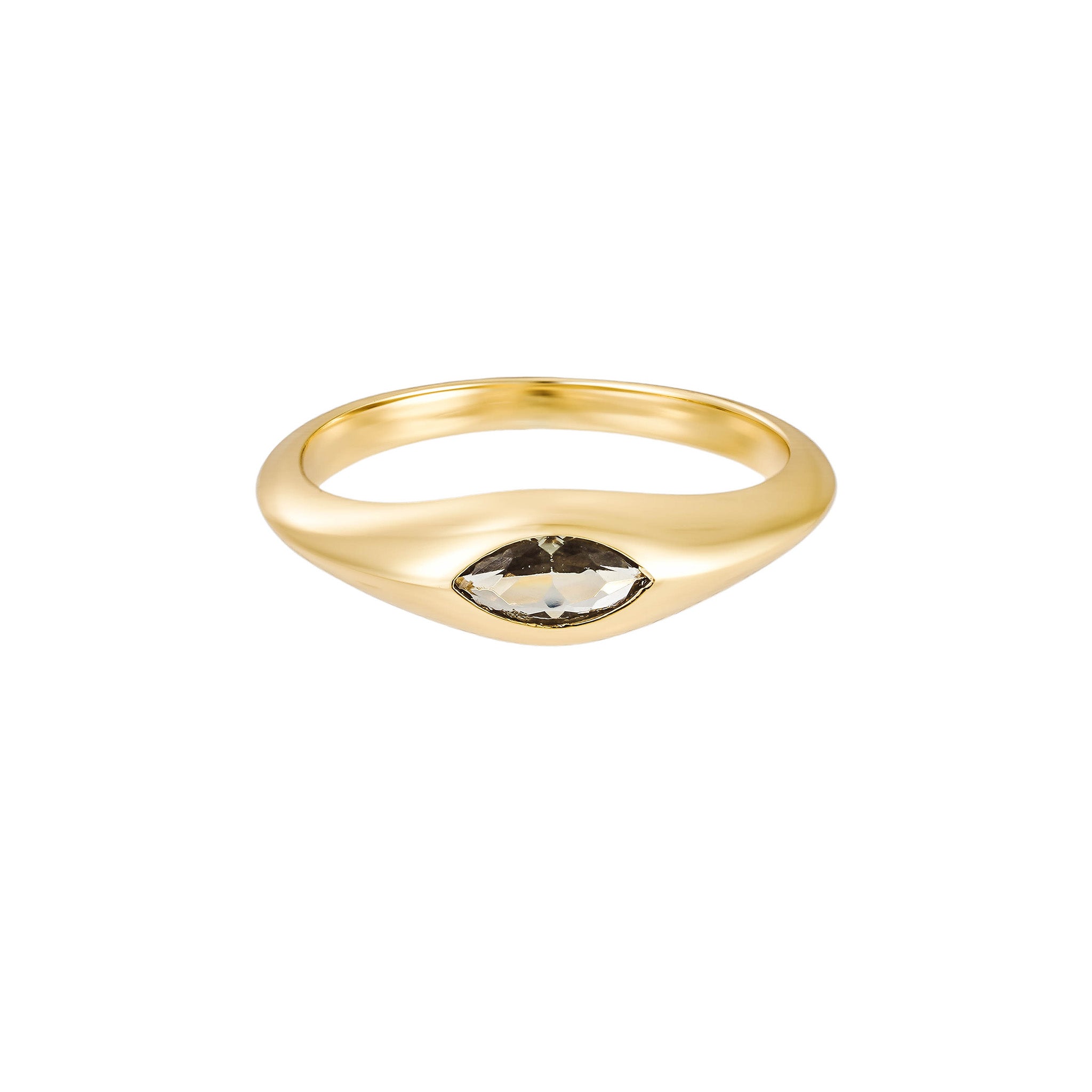 Gold Marquise Olive Signet Ring