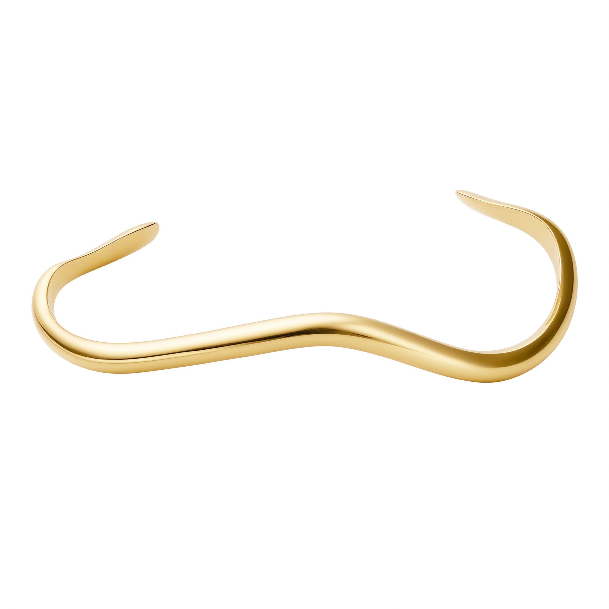 Gold Fine Wavy Cuff Bangle
