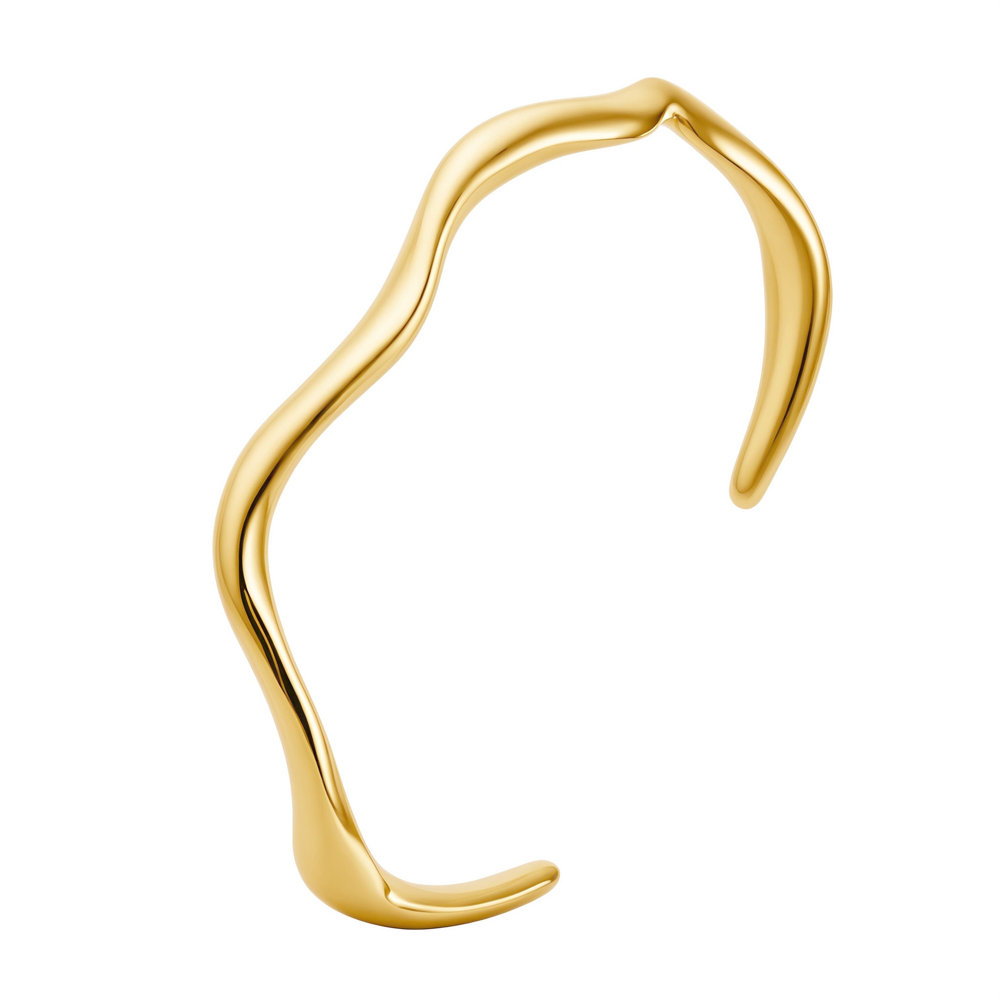 Gold Irregular Wavy Cuff Bangle