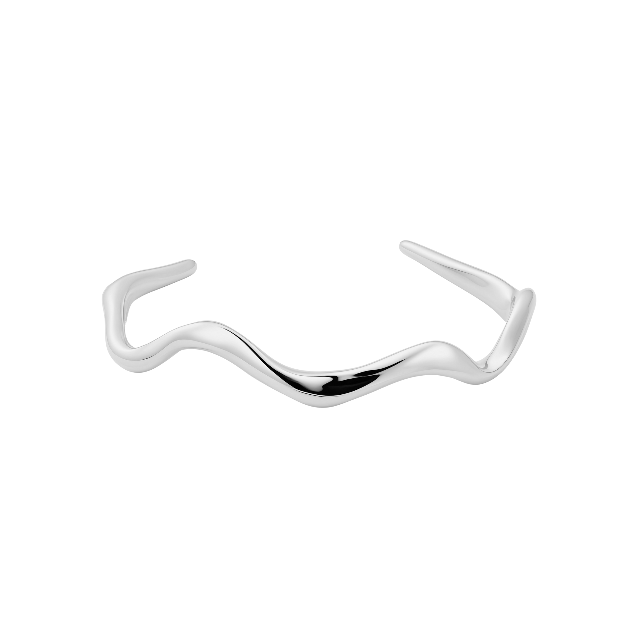 Silver Irregular Wavy Cuff Bangle