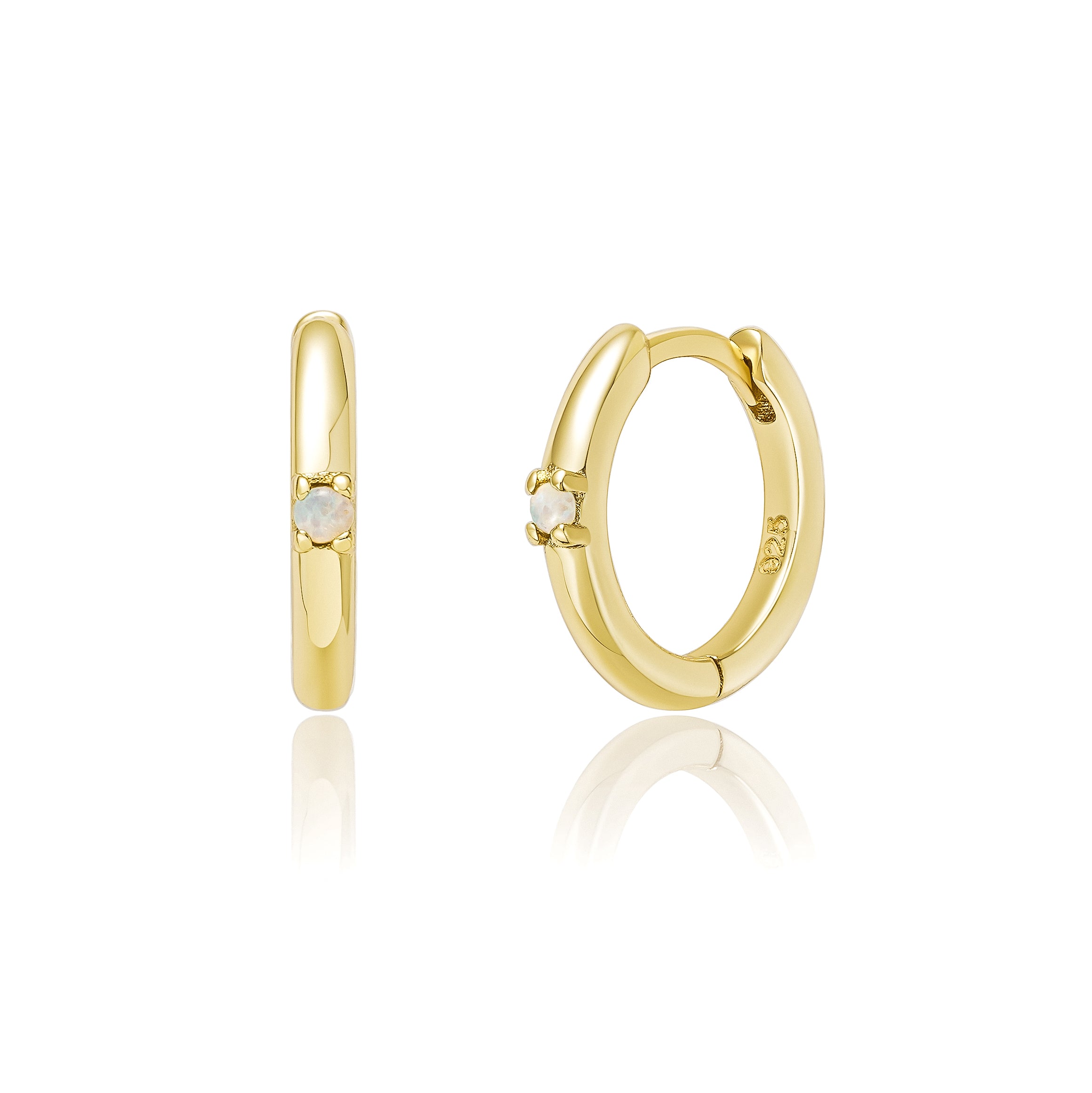 Gold Opal Huggies