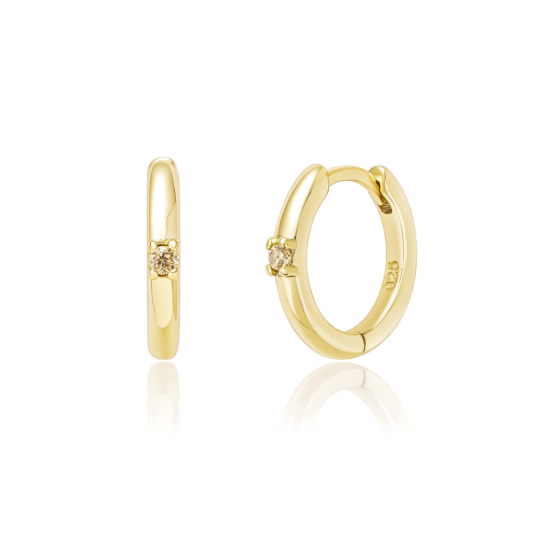 November Birthstone Hoop Earrings - 14K Gold (Light Gold)