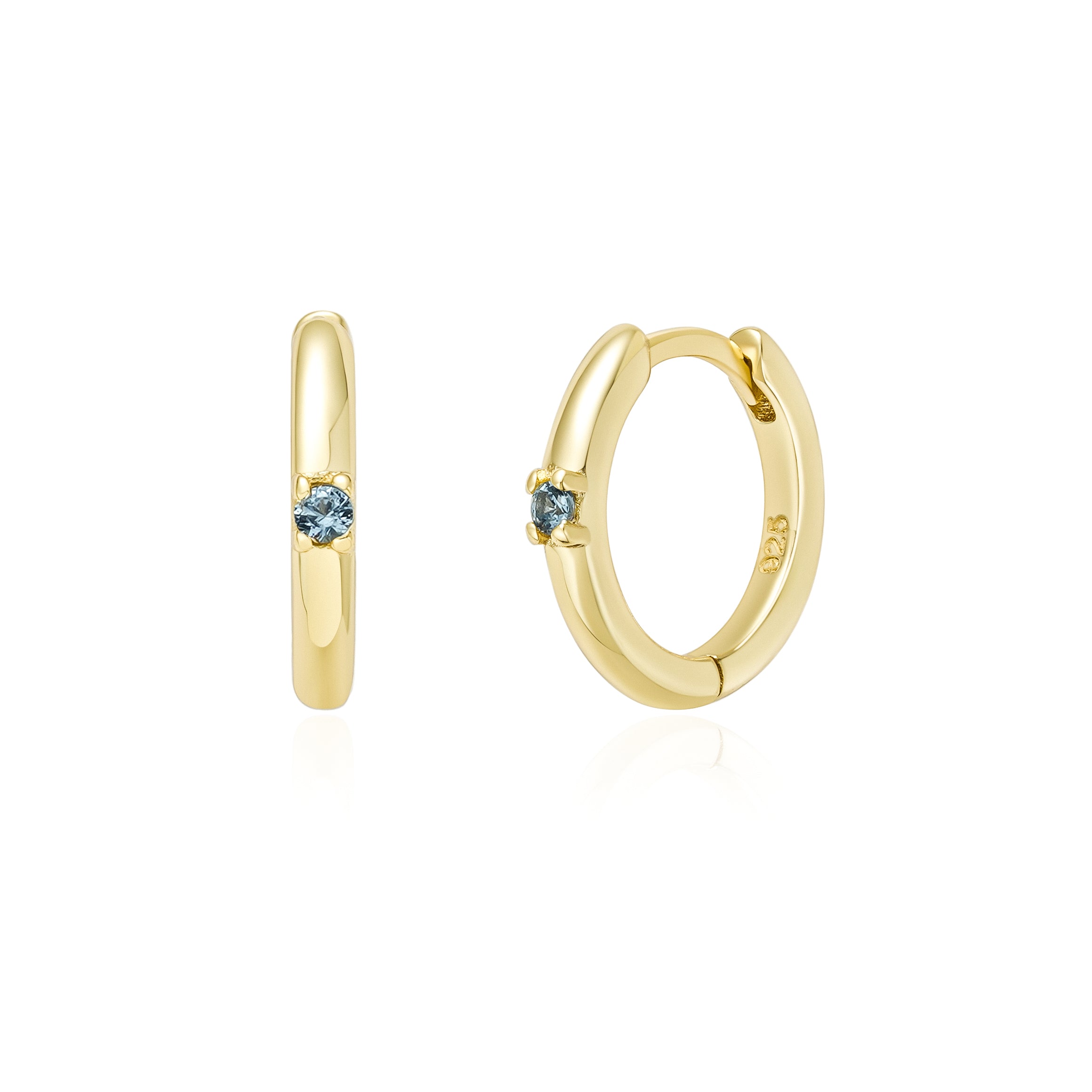 December Birthstone Hoop Earrings - 14K Gold (Light Gold)