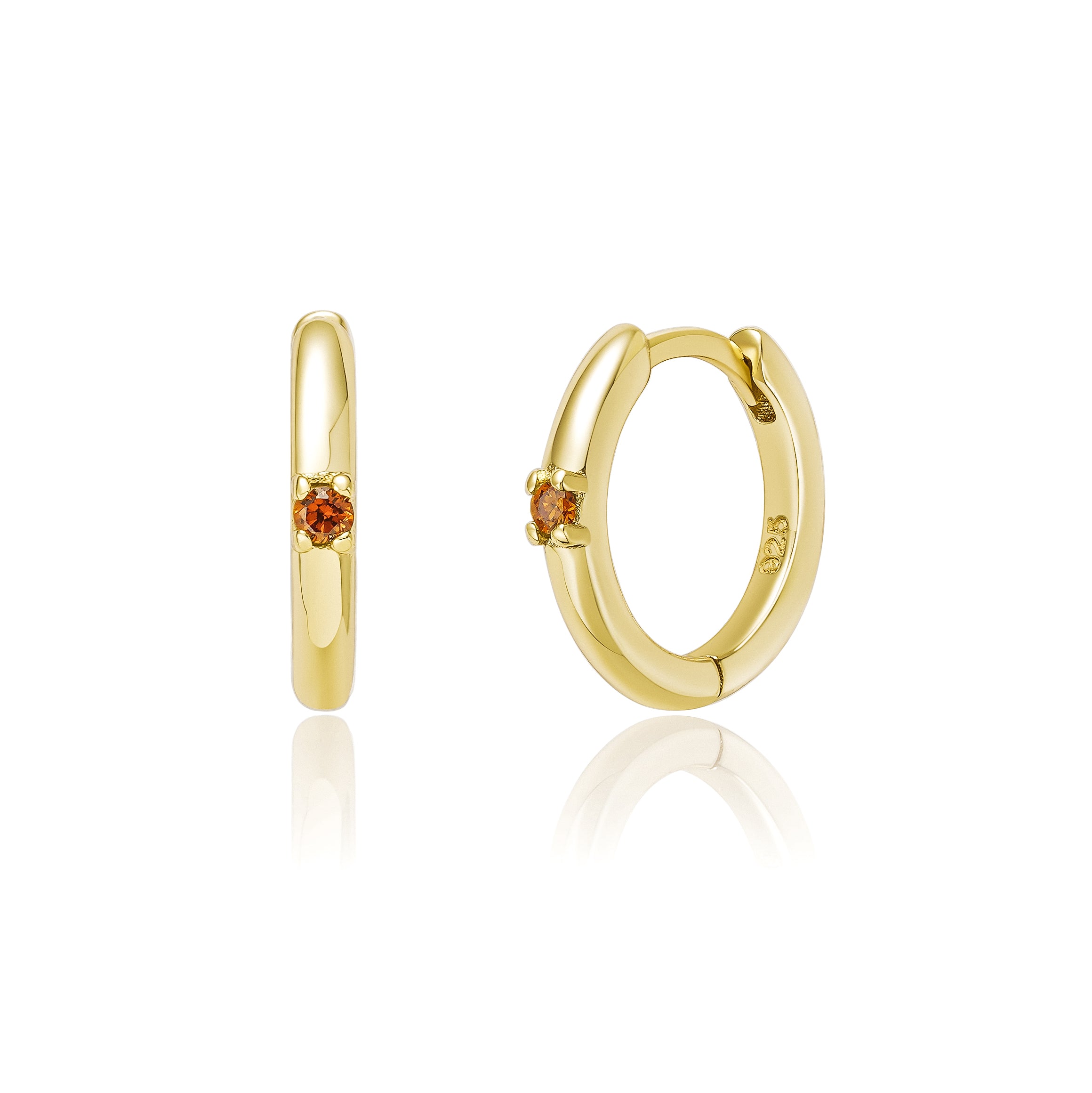 January Birthstone Hoop Earrings - 14K Gold (Light Gold)