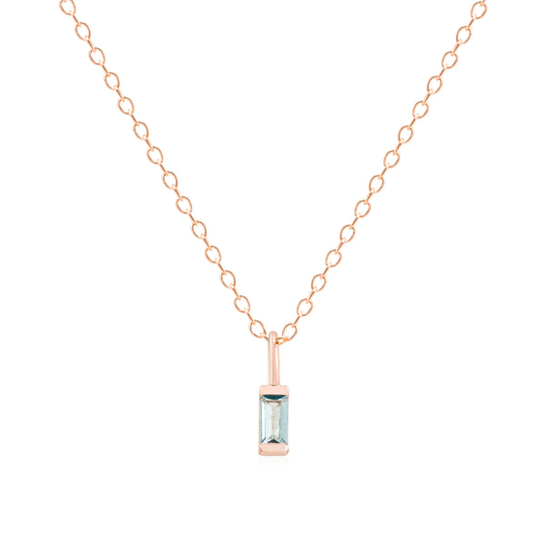 March Birthstone Necklace - rose gold