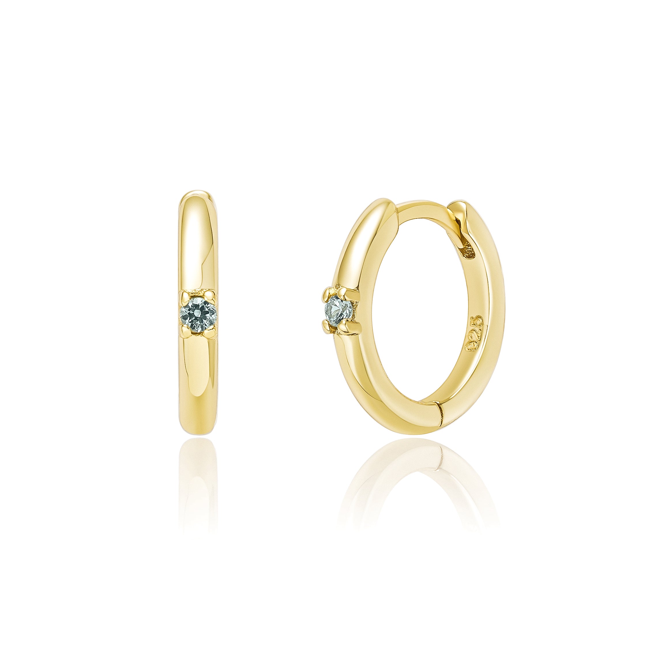 March Birthstone Hoop Earrings - 14K Gold (Light Gold)