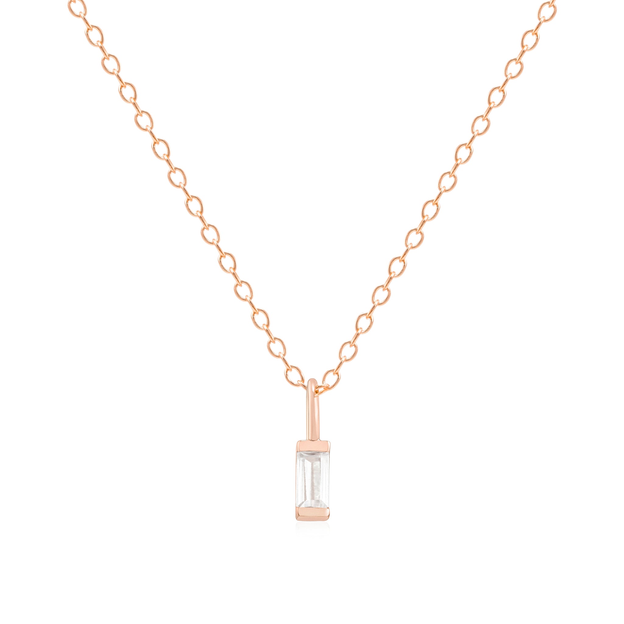 Rose Gold April Birthstone Necklace - Mint Kiss