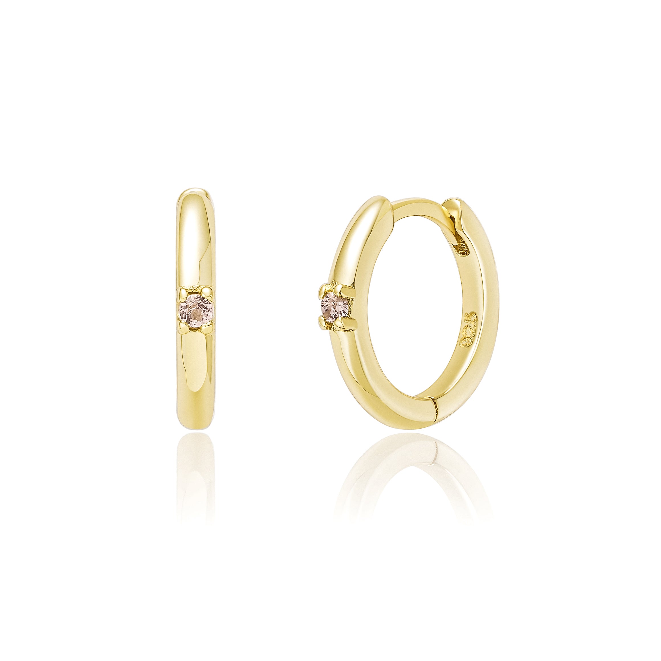 June Birthstone Hoop Earrings - 14K Gold (Light Gold)