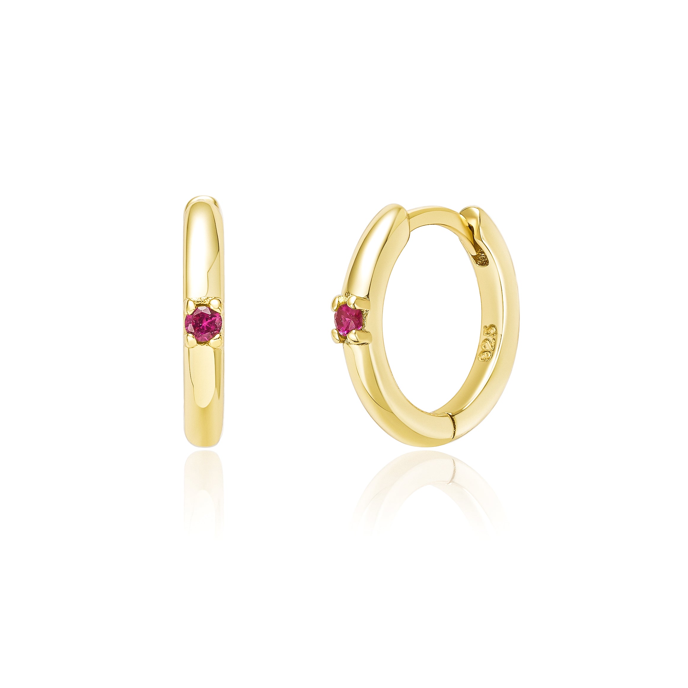 July Birthstone Hoop Earrings - 14K Gold (Light Gold)