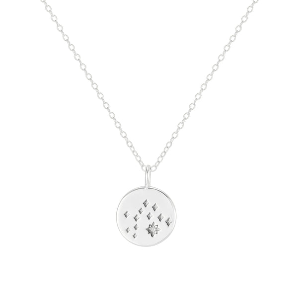 Silver Aquarius Zodiac Constellation Necklace