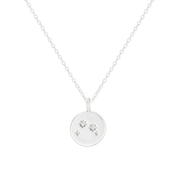 Silver Aries Zodiac Constellation Necklace