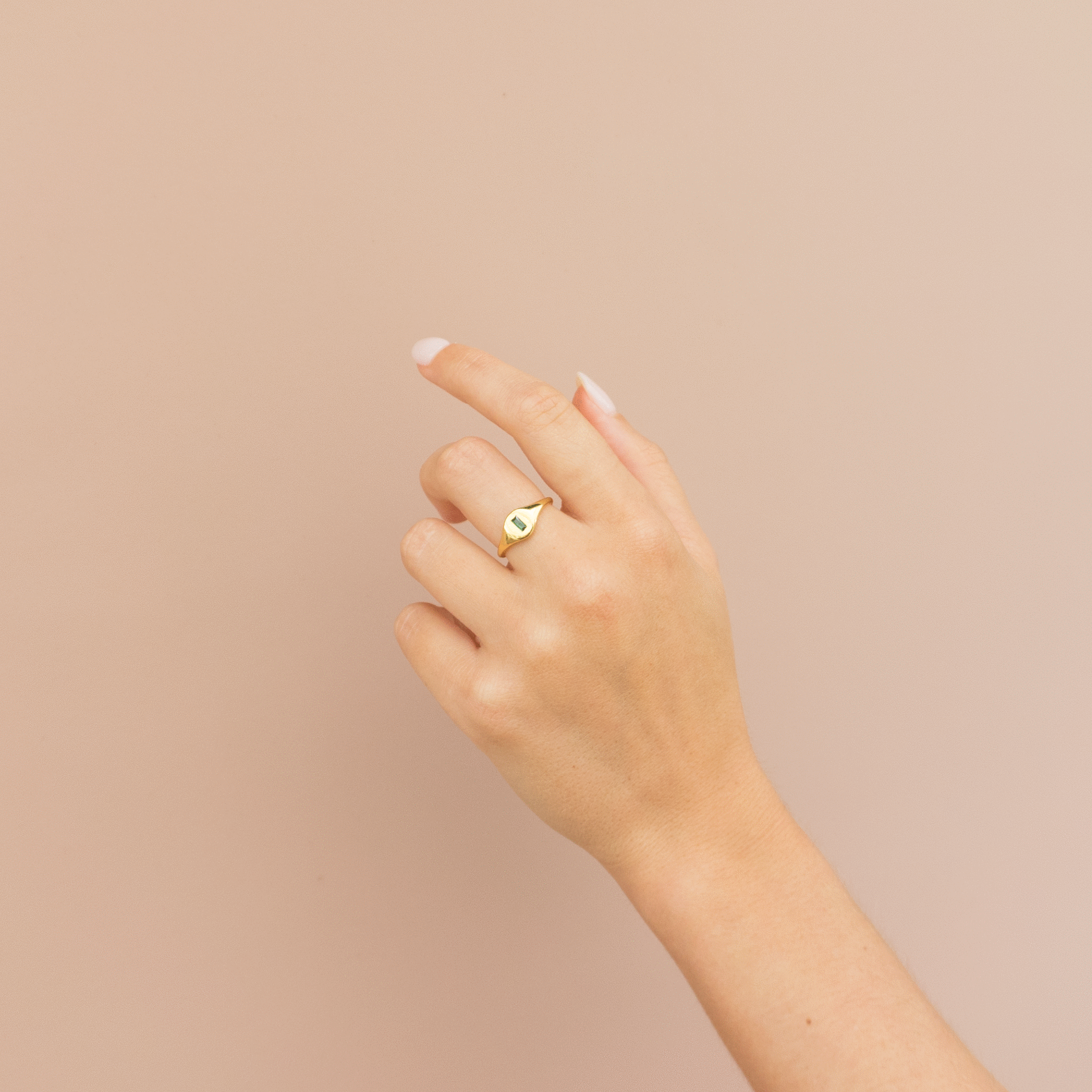 Gold Emerald Baguette Signet Ring