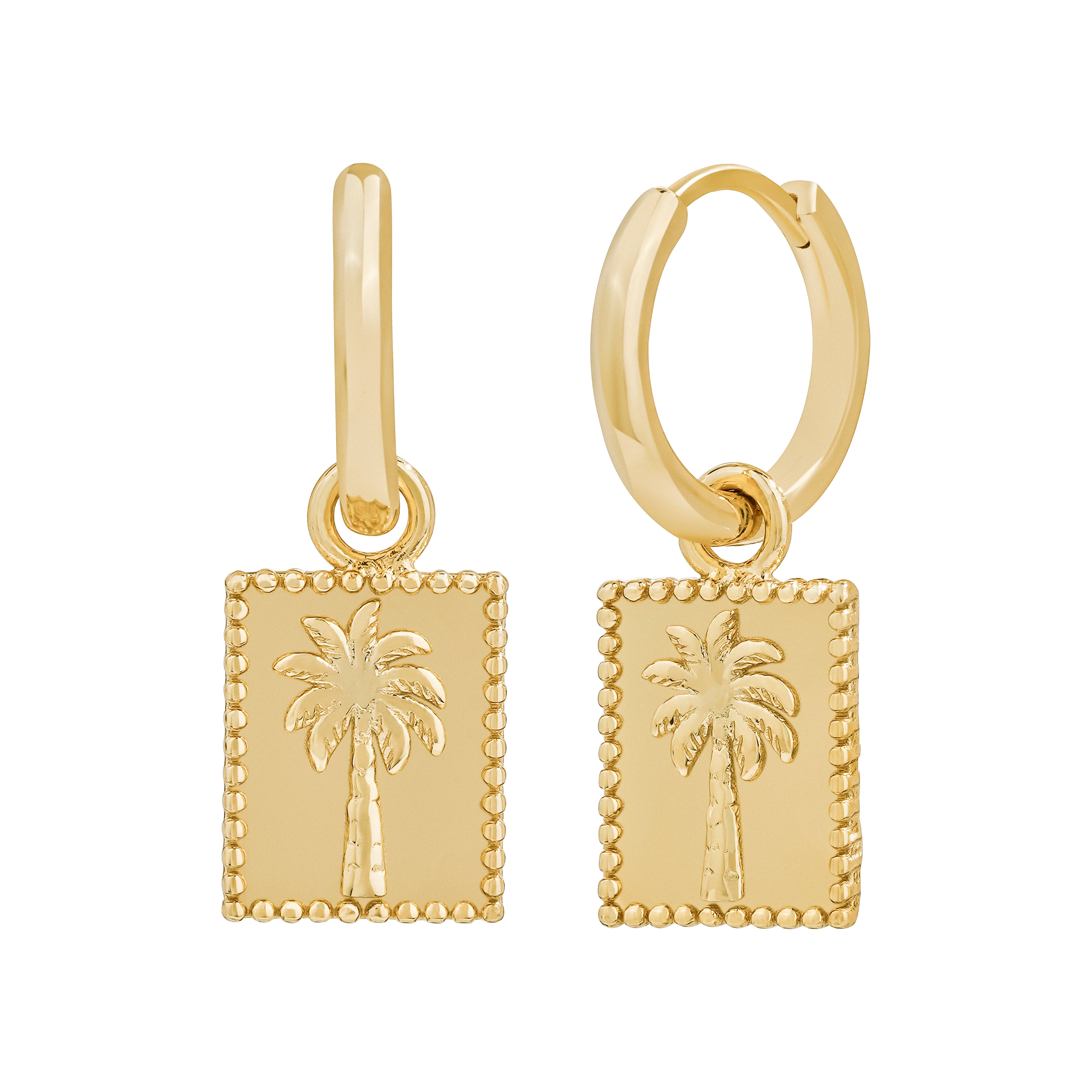 Gold Palm Tree Hoops