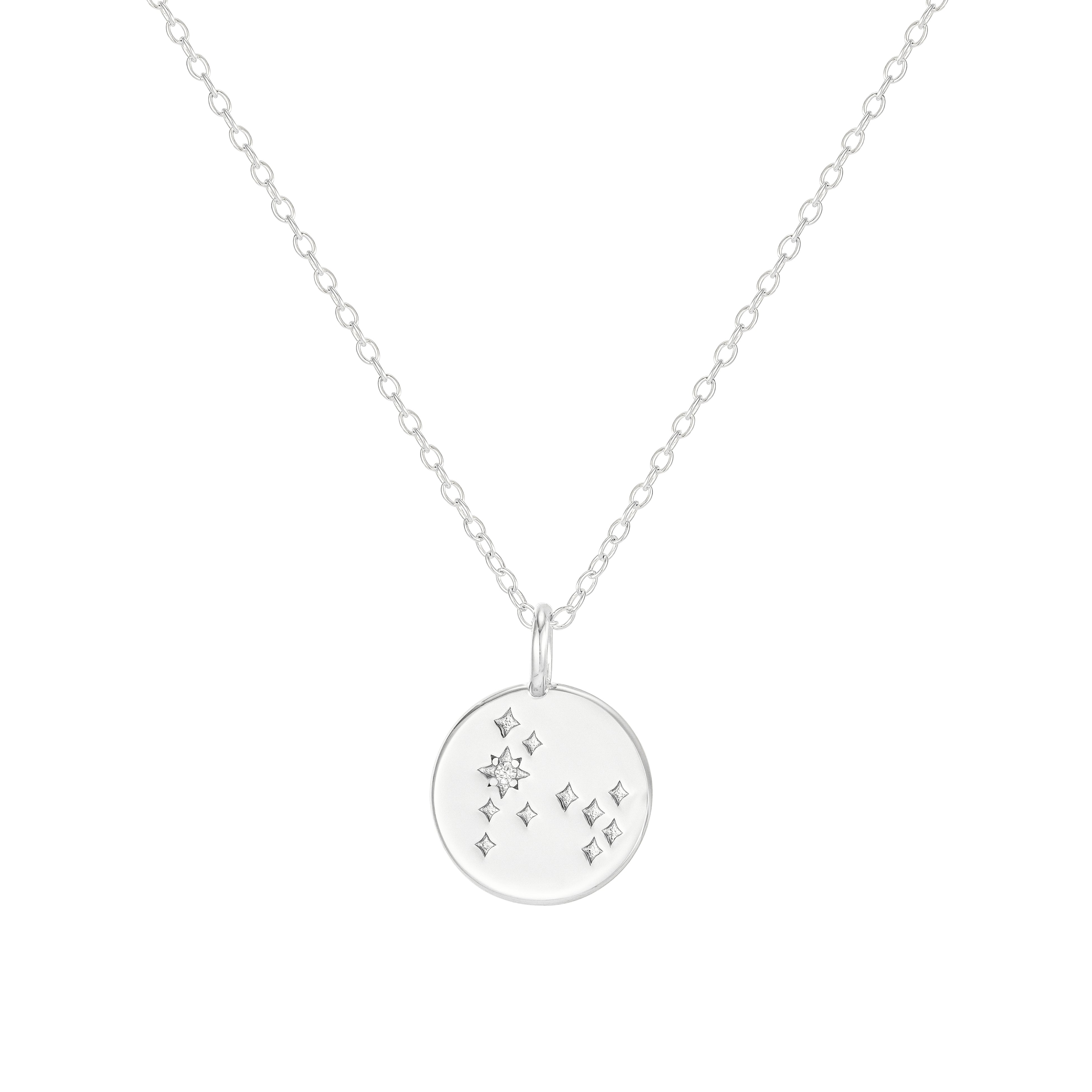 Silver Pisces Zodiac Constellation Necklace
