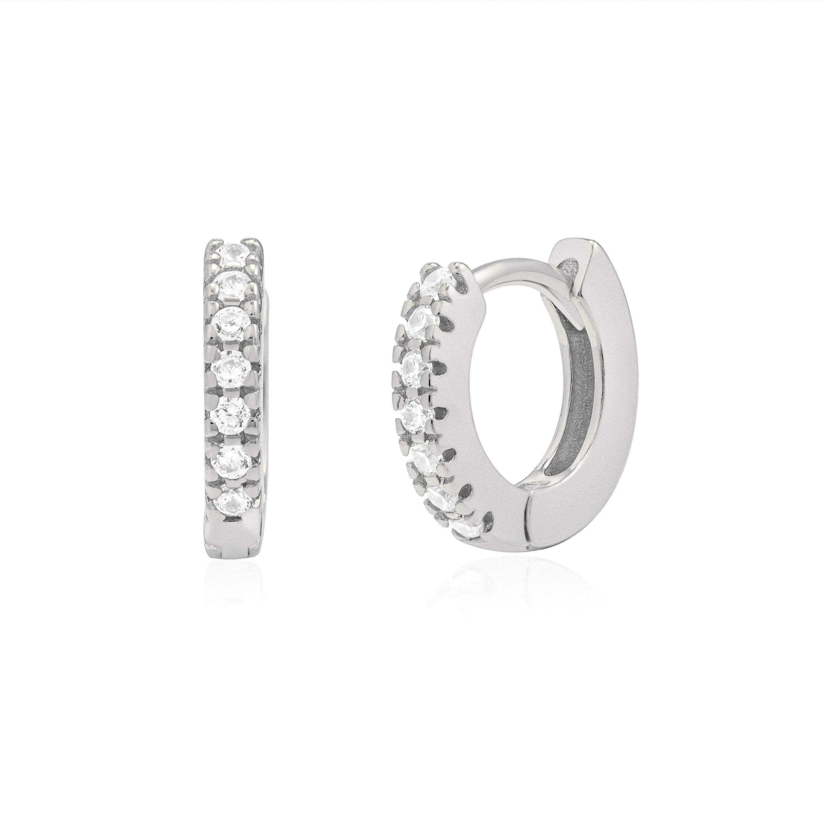 Silver CZ Pavè Huggies