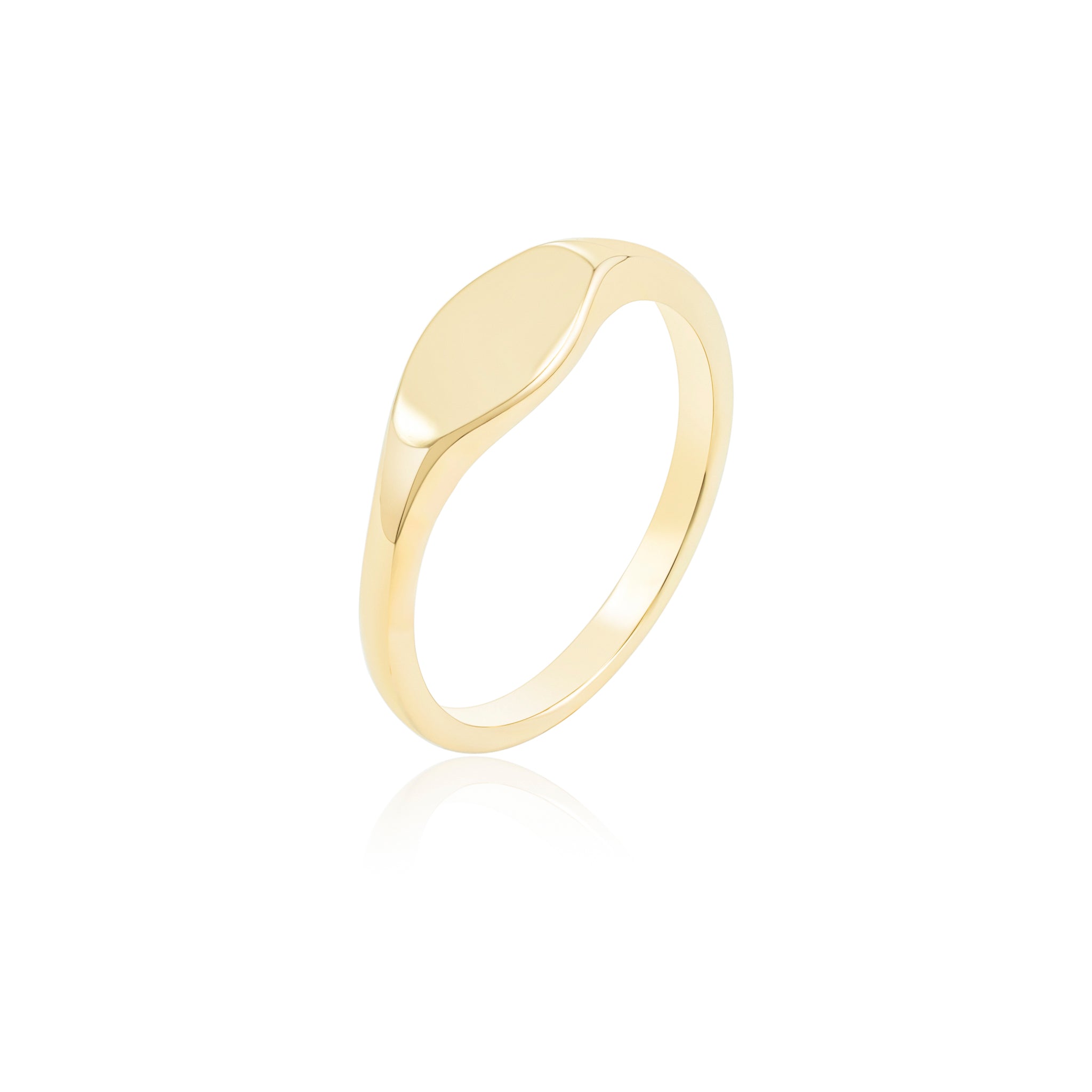 9K Solid Gold Signet Ring - Mint Kiss