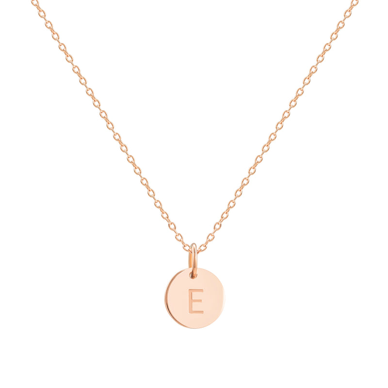 Rose Gold Initial Disc Necklace