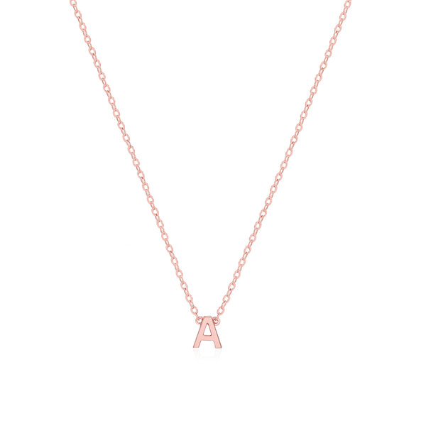 9K Solid Rose Gold Petite Letter Necklace- Mint Kiss