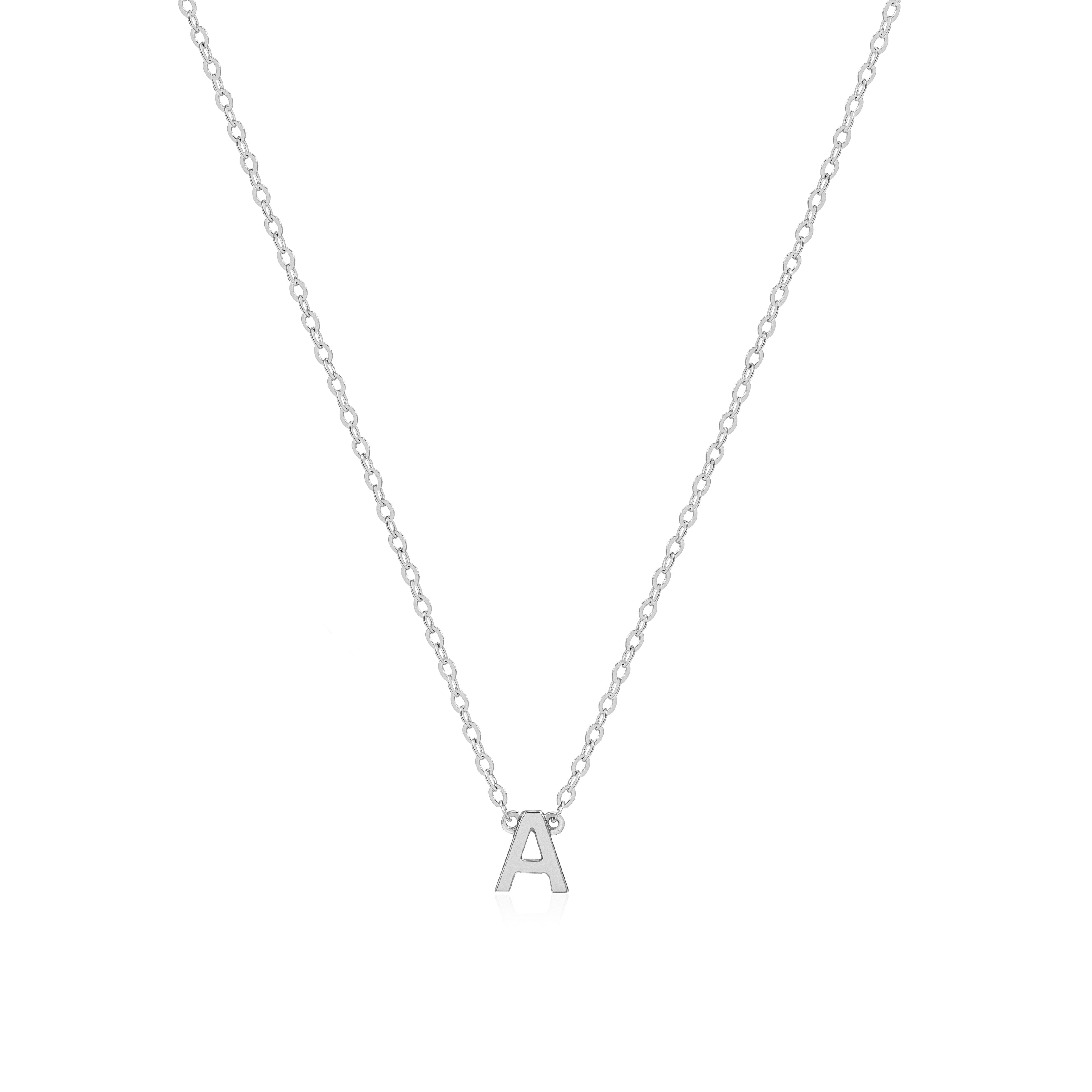 9K White Gold Petite Letter Necklace - Mint Kiss