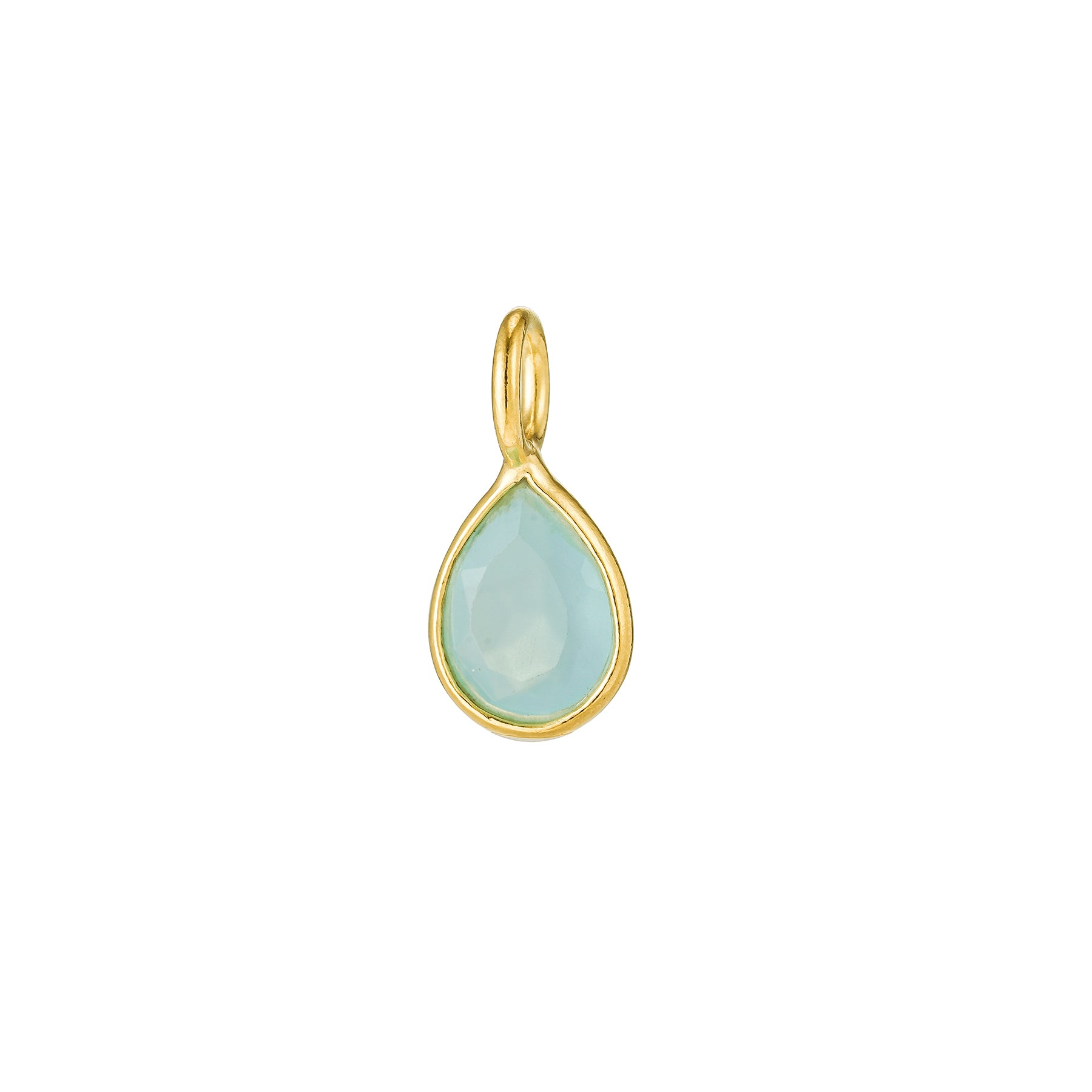 Gold Blue Chalcedony Teardrop Pendant