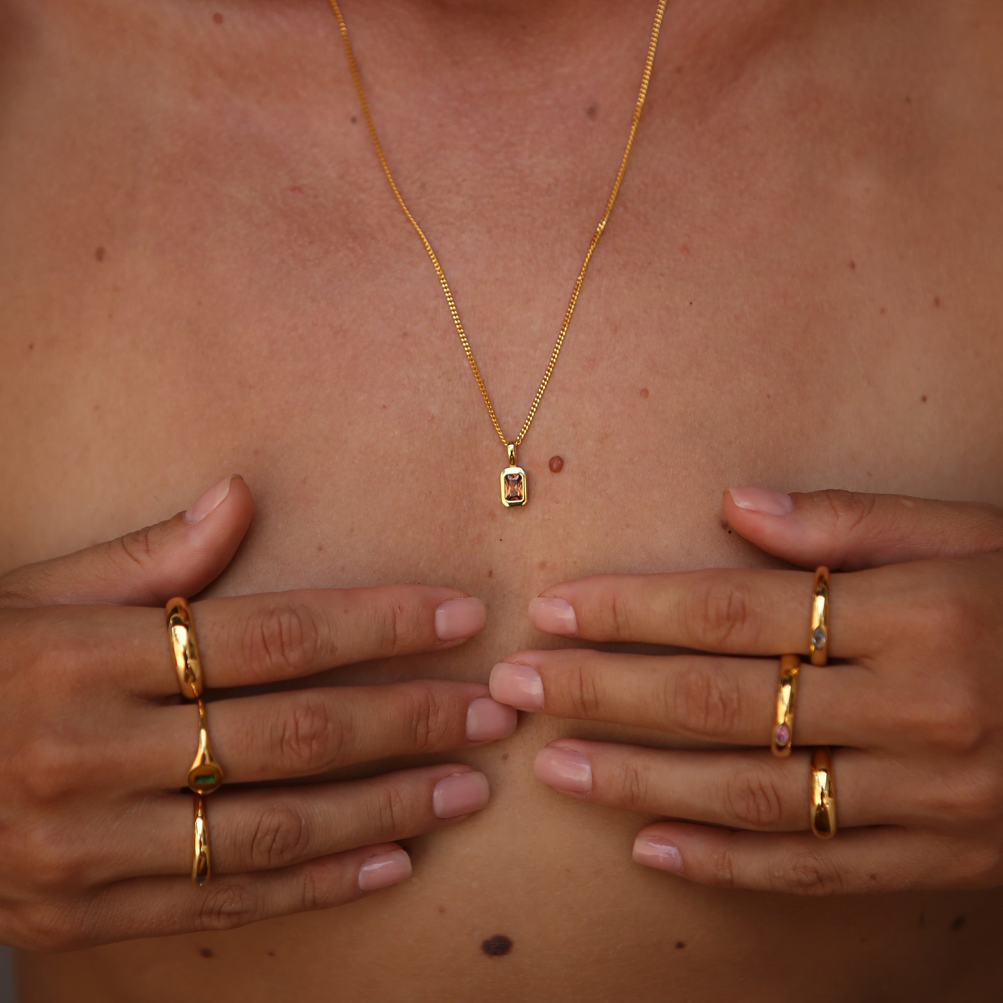 Gold Chocolate Bezel Necklace