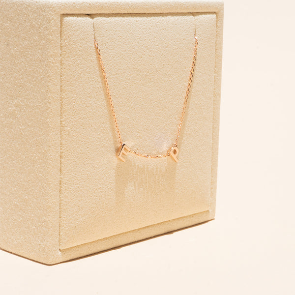 9K Solid Rose Gold Petite Initial Necklace