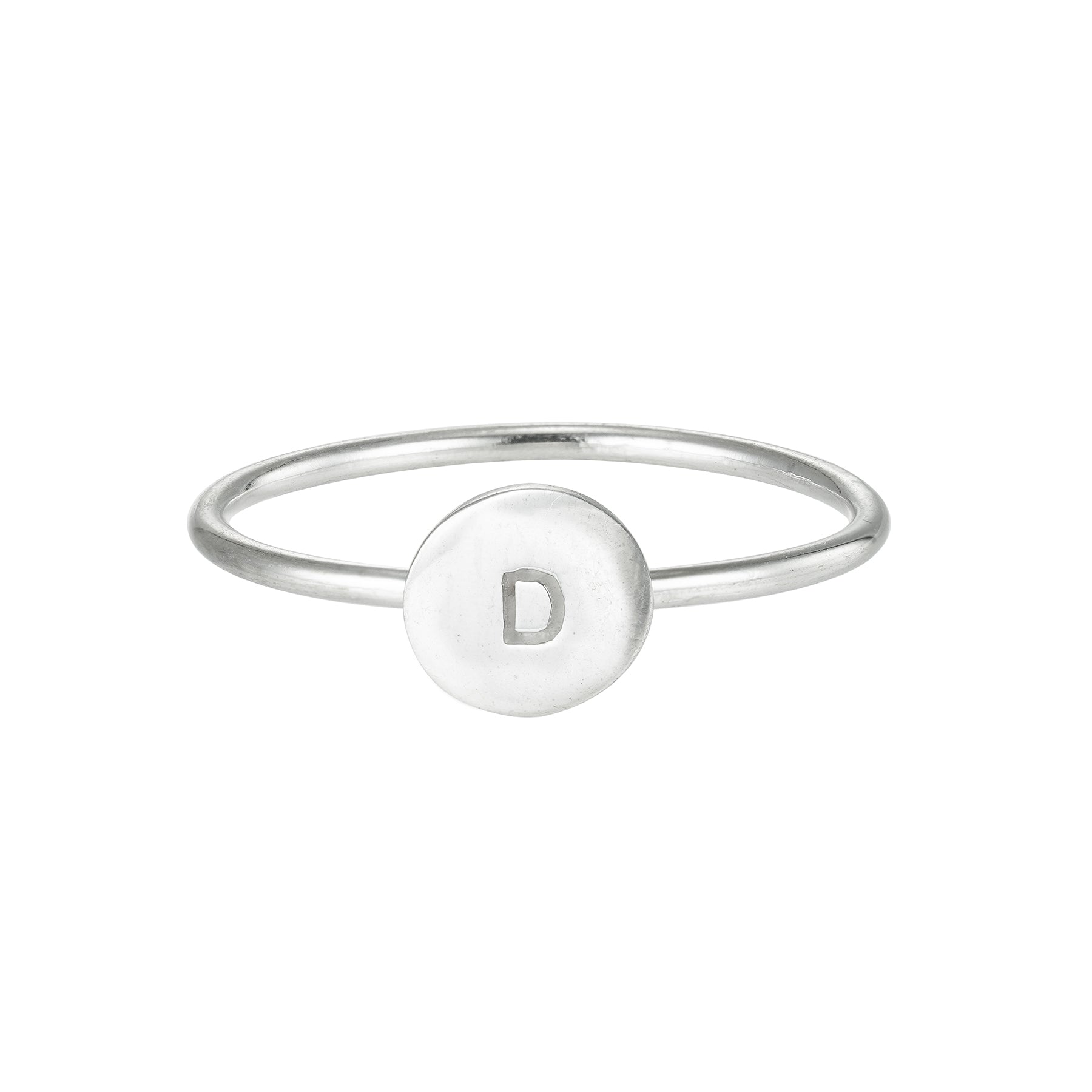 Silver Initial Disc Ring