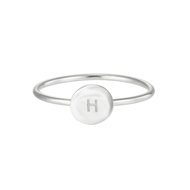 Silver Initial Disc Ring