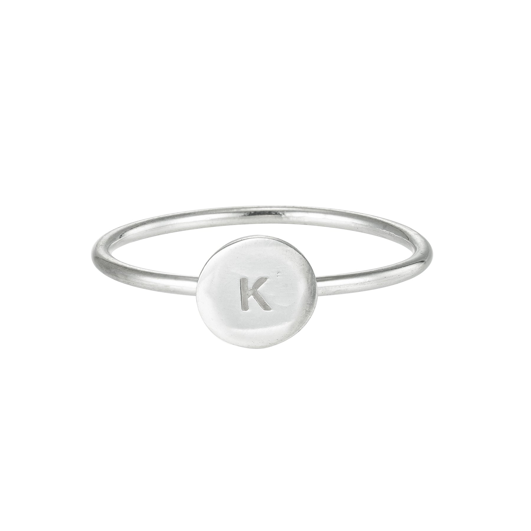 Silver Initial Disc Ring