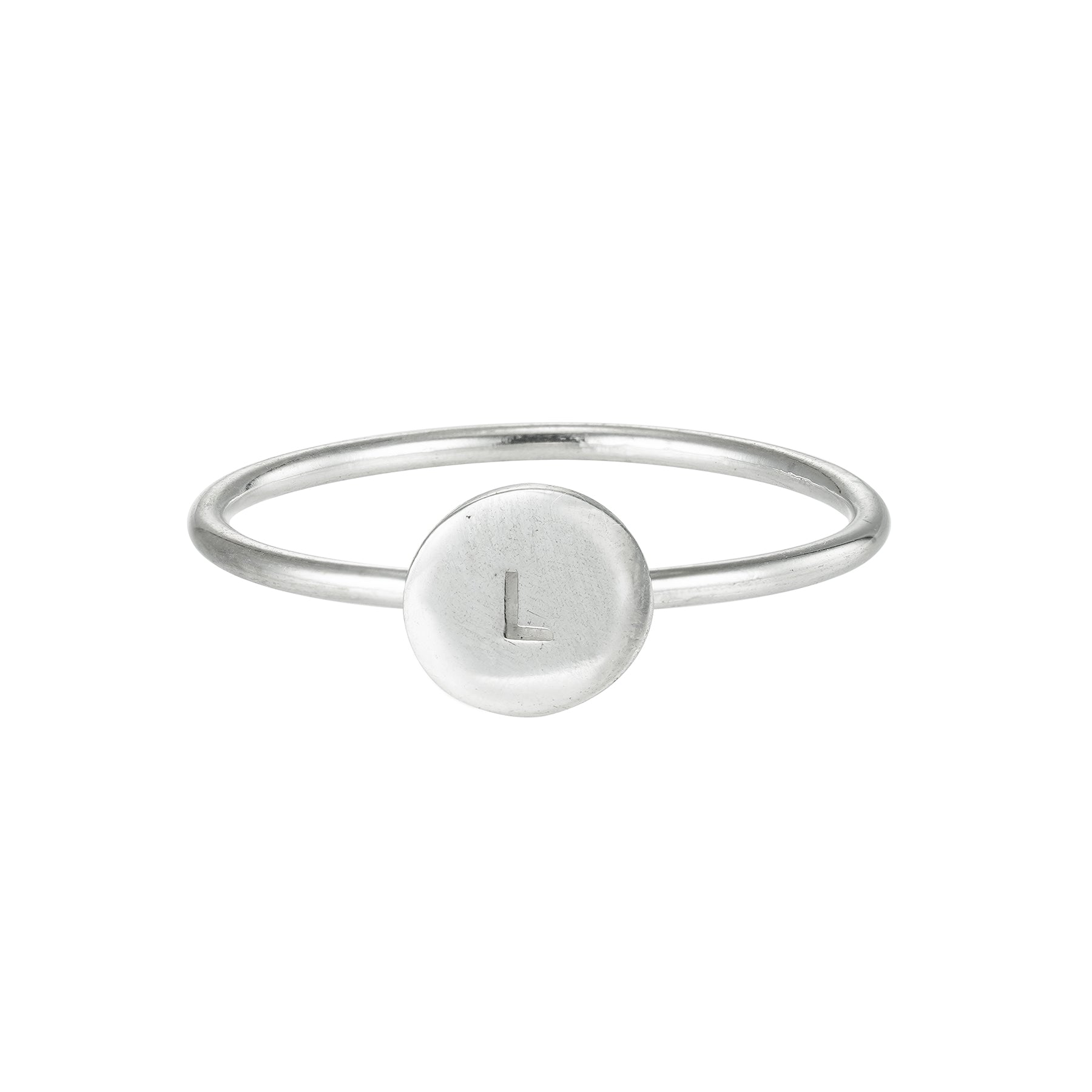 Silver Initial Disc Ring