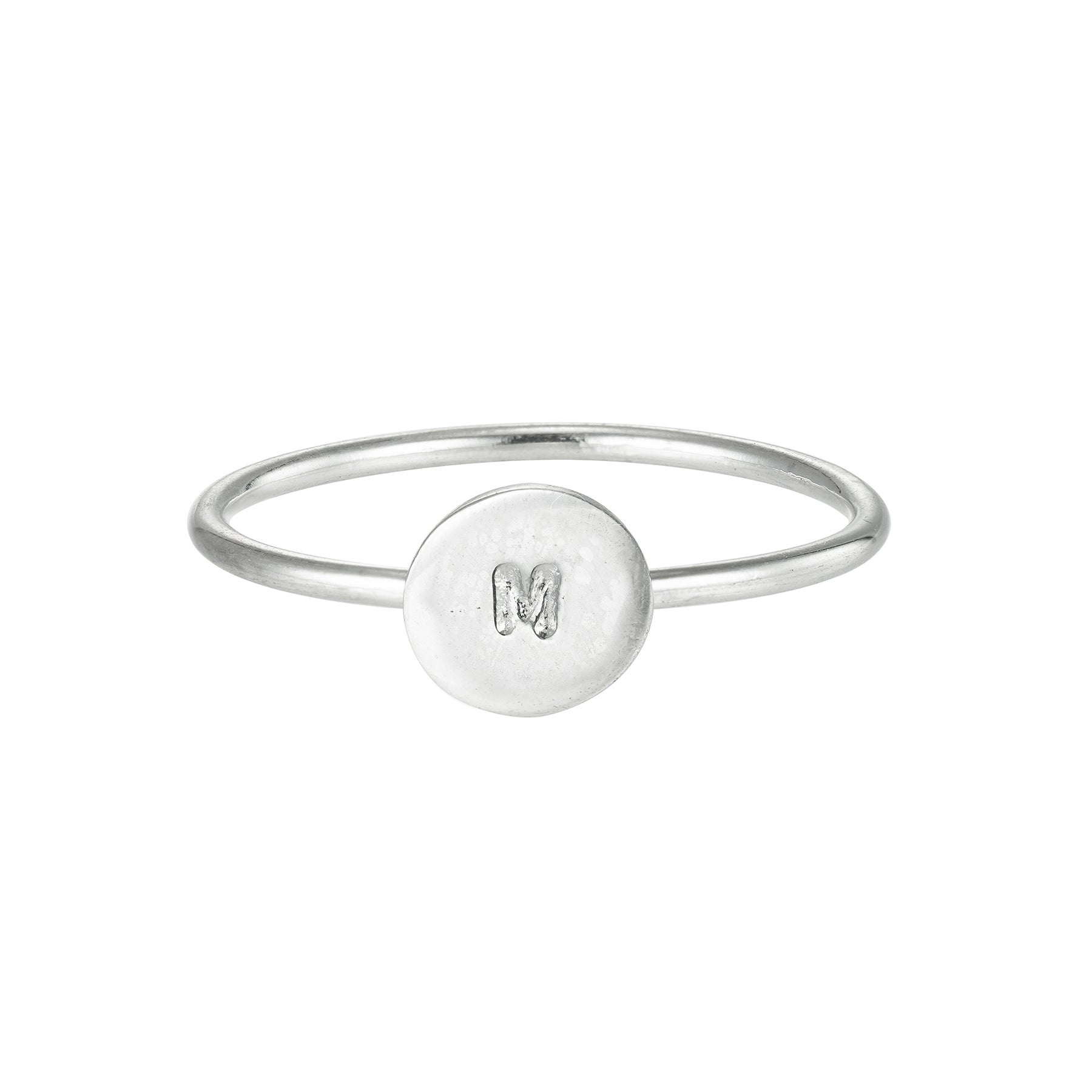 Silver Initial Disc Ring