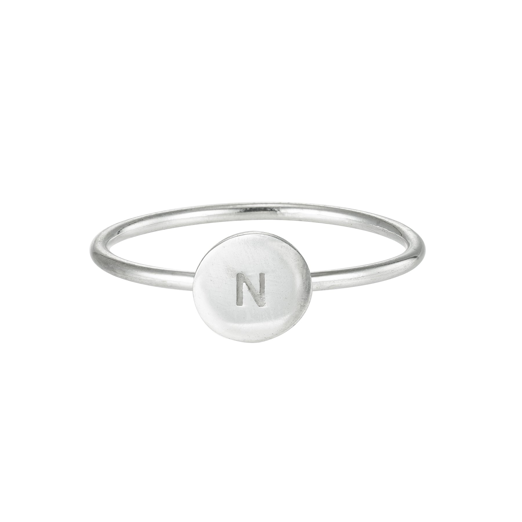 Silver Initial Disc Ring