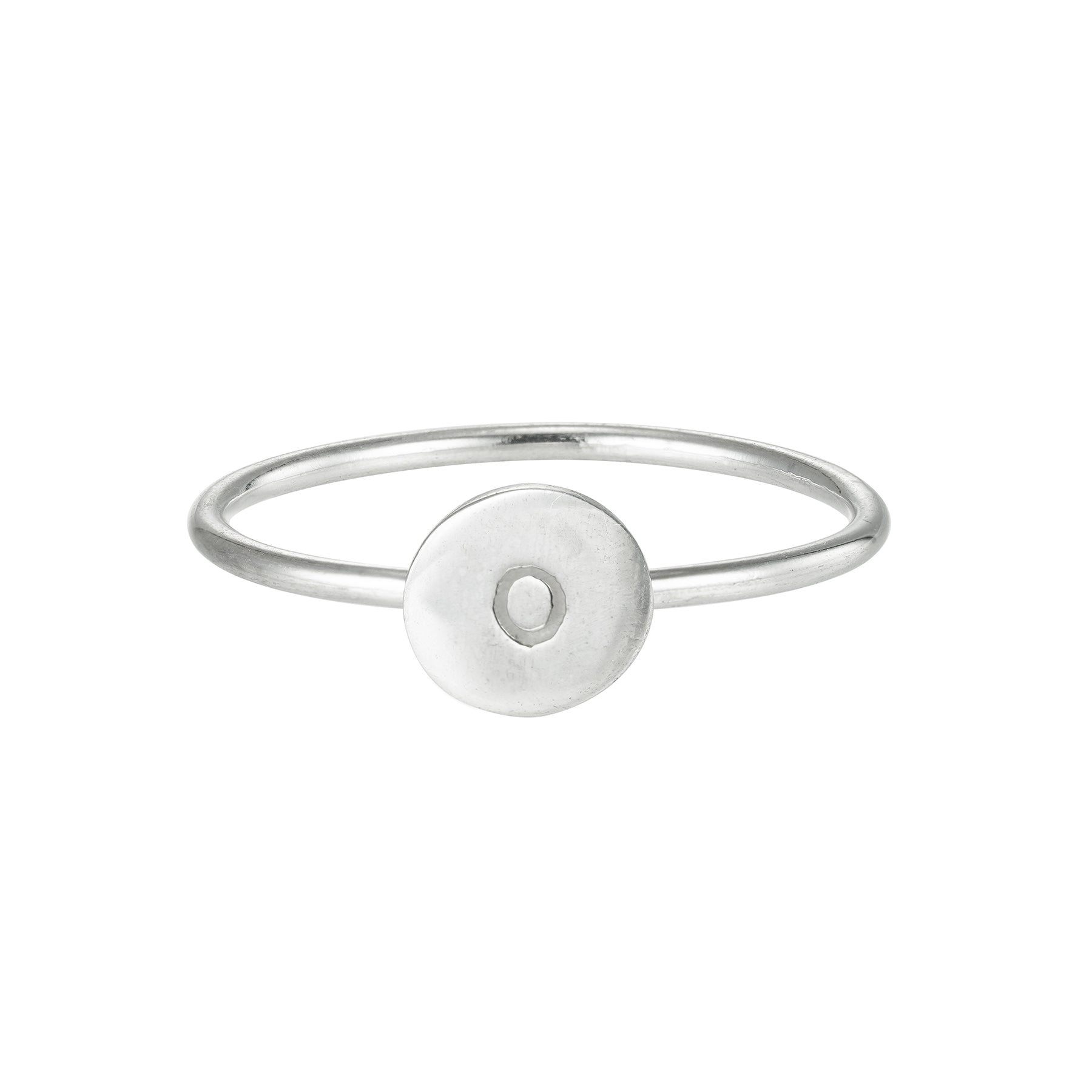 Silver Initial Disc Ring