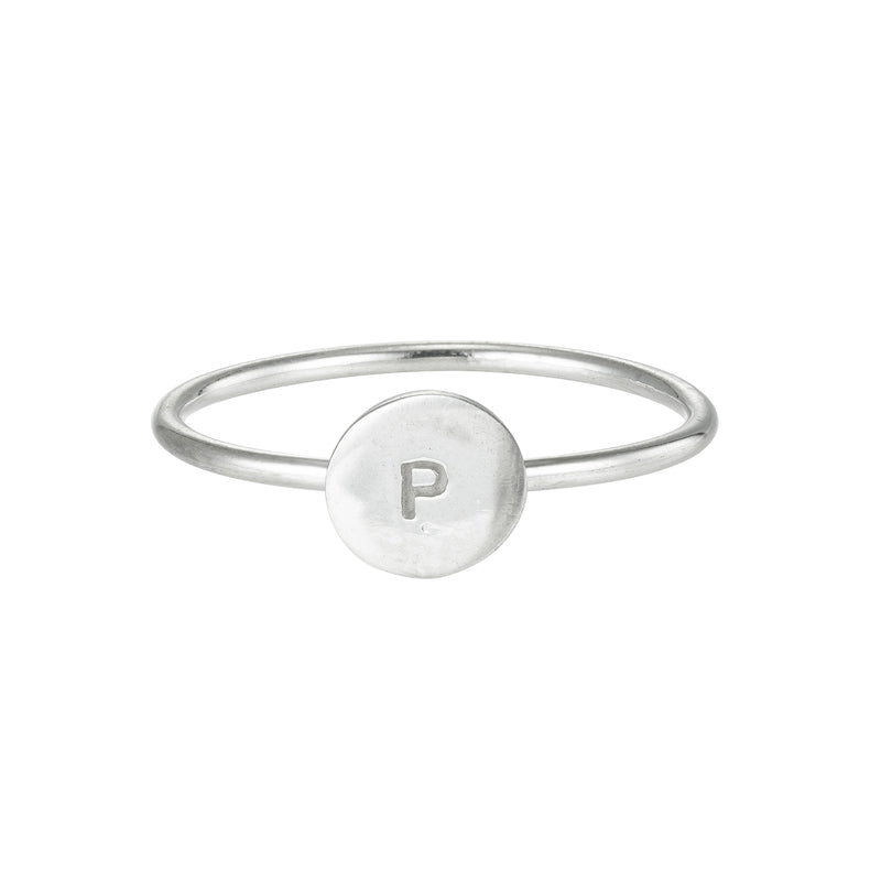 Silver Initial Disc Ring